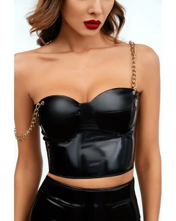 Эротическое лакированный топ с цепями в Мурманске