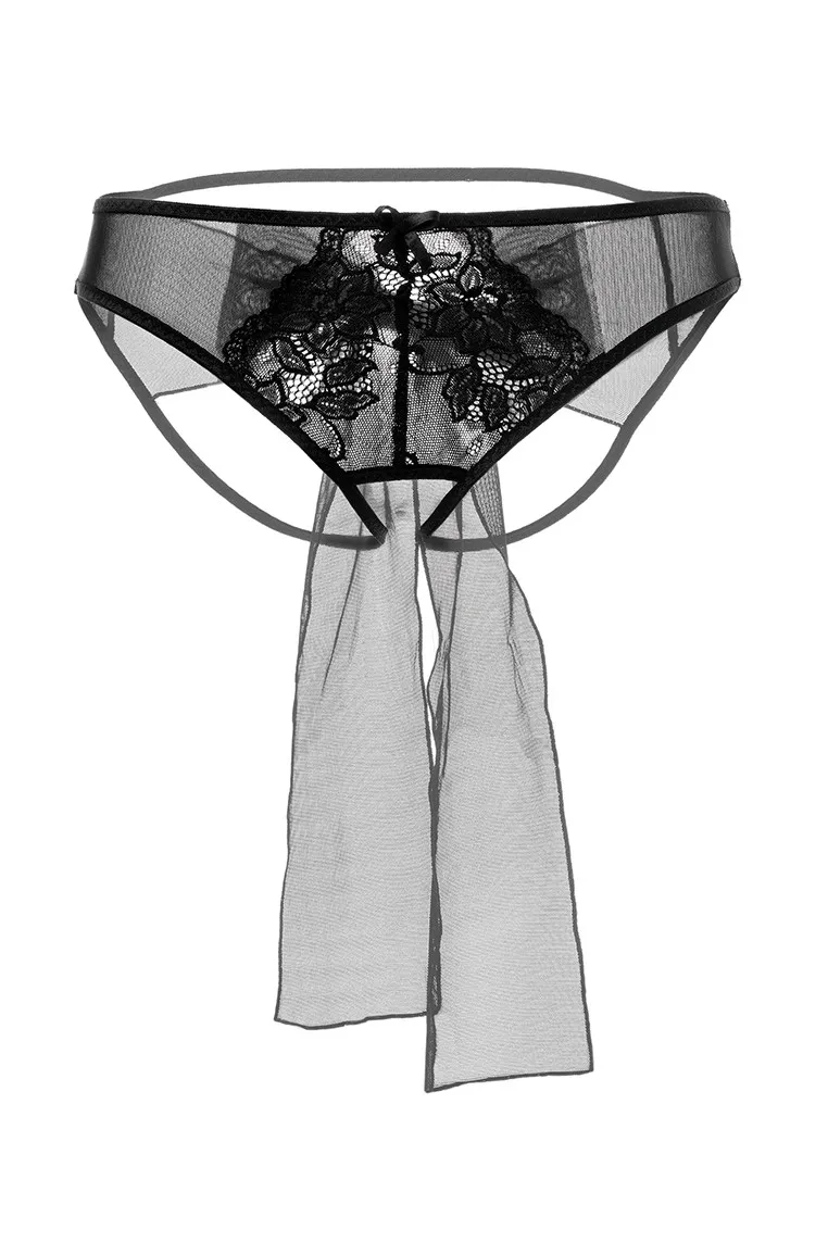 Эротическое эротические трусики с бантом erolanta mia, чёрные в Мурманске