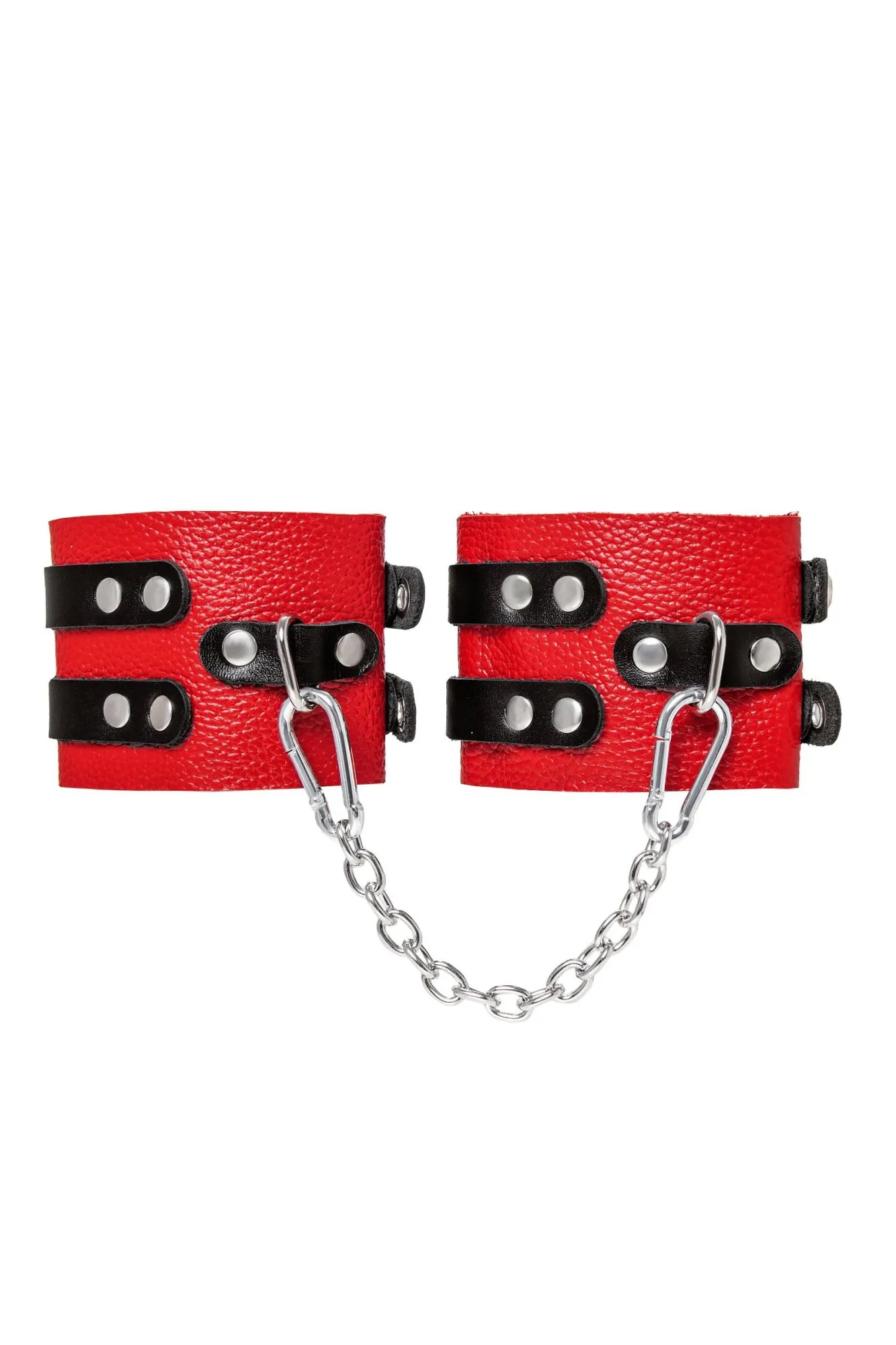 оковы pecado bdsm, мягкие, с двумя ремешками с люверсами, натуральная кожа, красно-чёрные в Мурманске