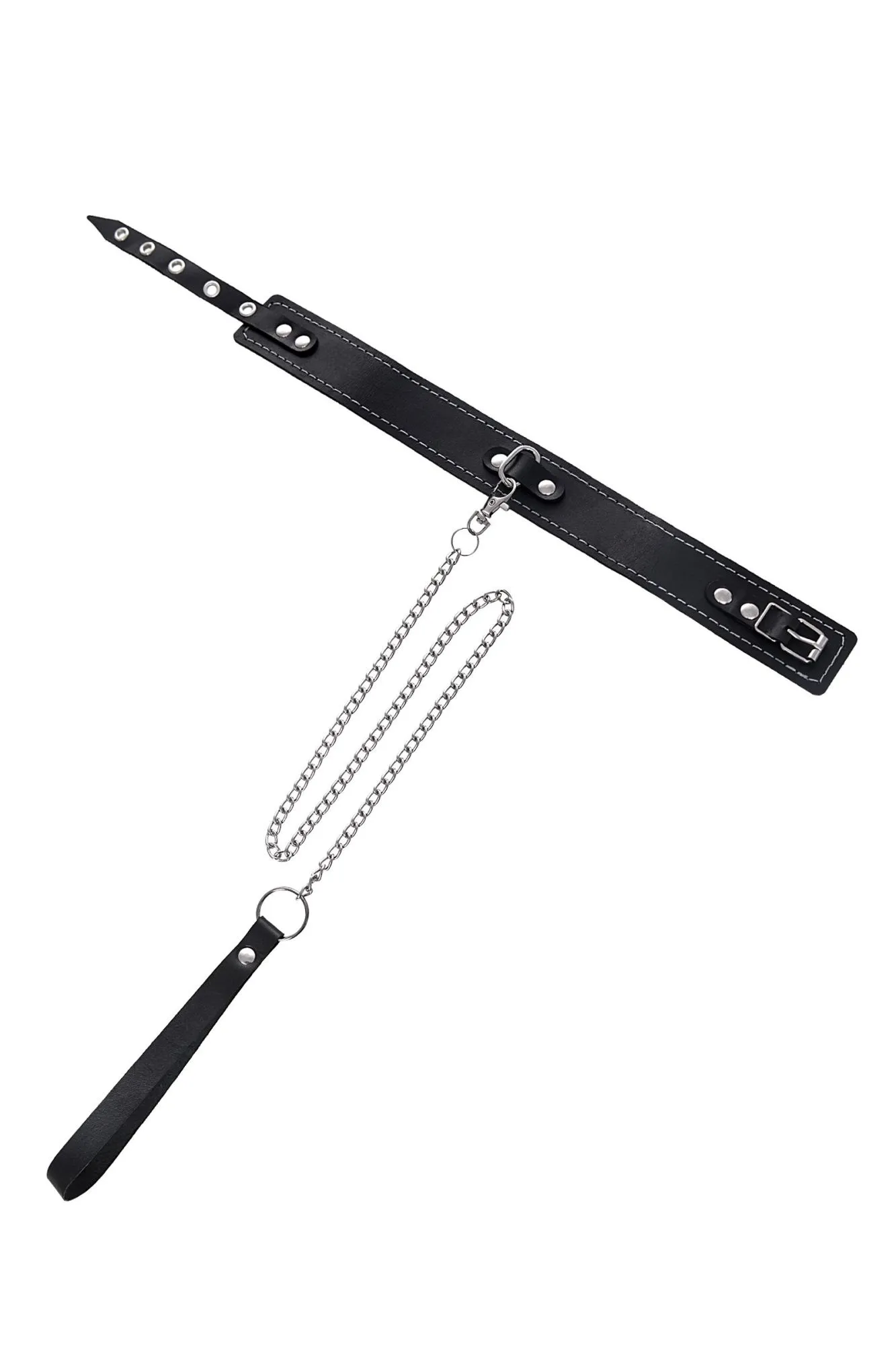 ошейник pecado bdsm, двухслойный с белой строчкой, натуральная кожа, черный в Мурманске