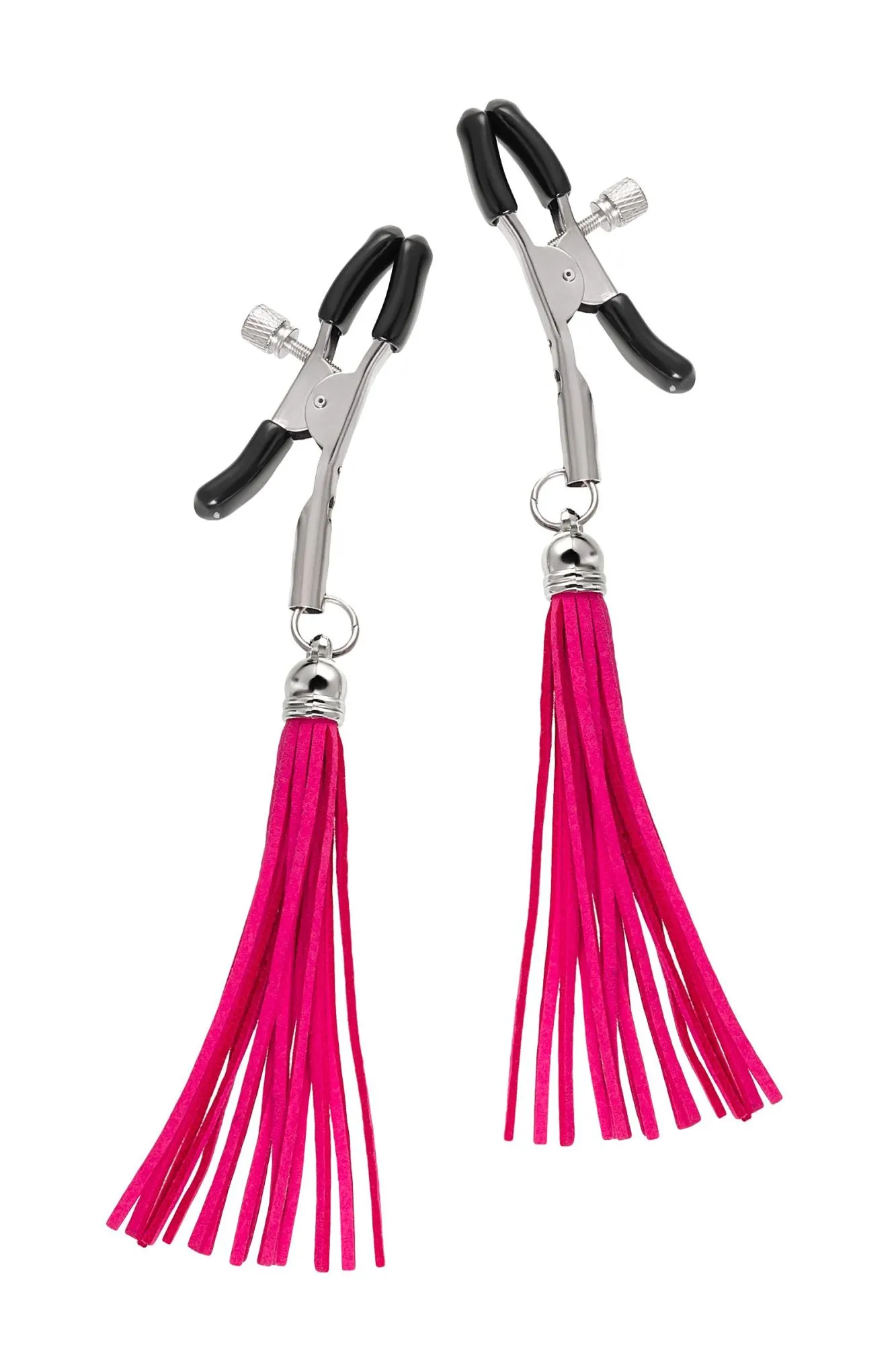 зажимы на соски pecado bdsm, «прищепки», с кисточками из замши, металл, фуксия в Мурманске