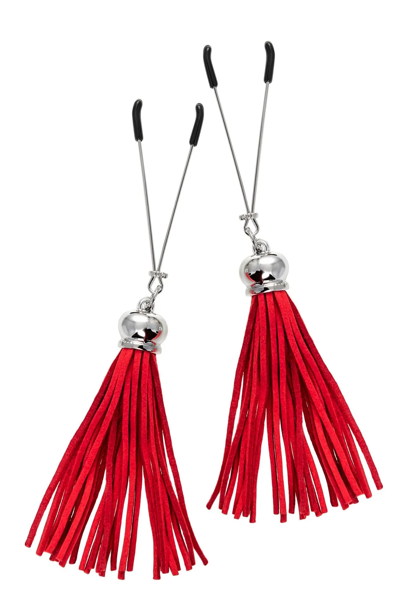 зажимы на соски pecado bdsm, «вилки», с кисточками из замши, металл, красные в Мурманске