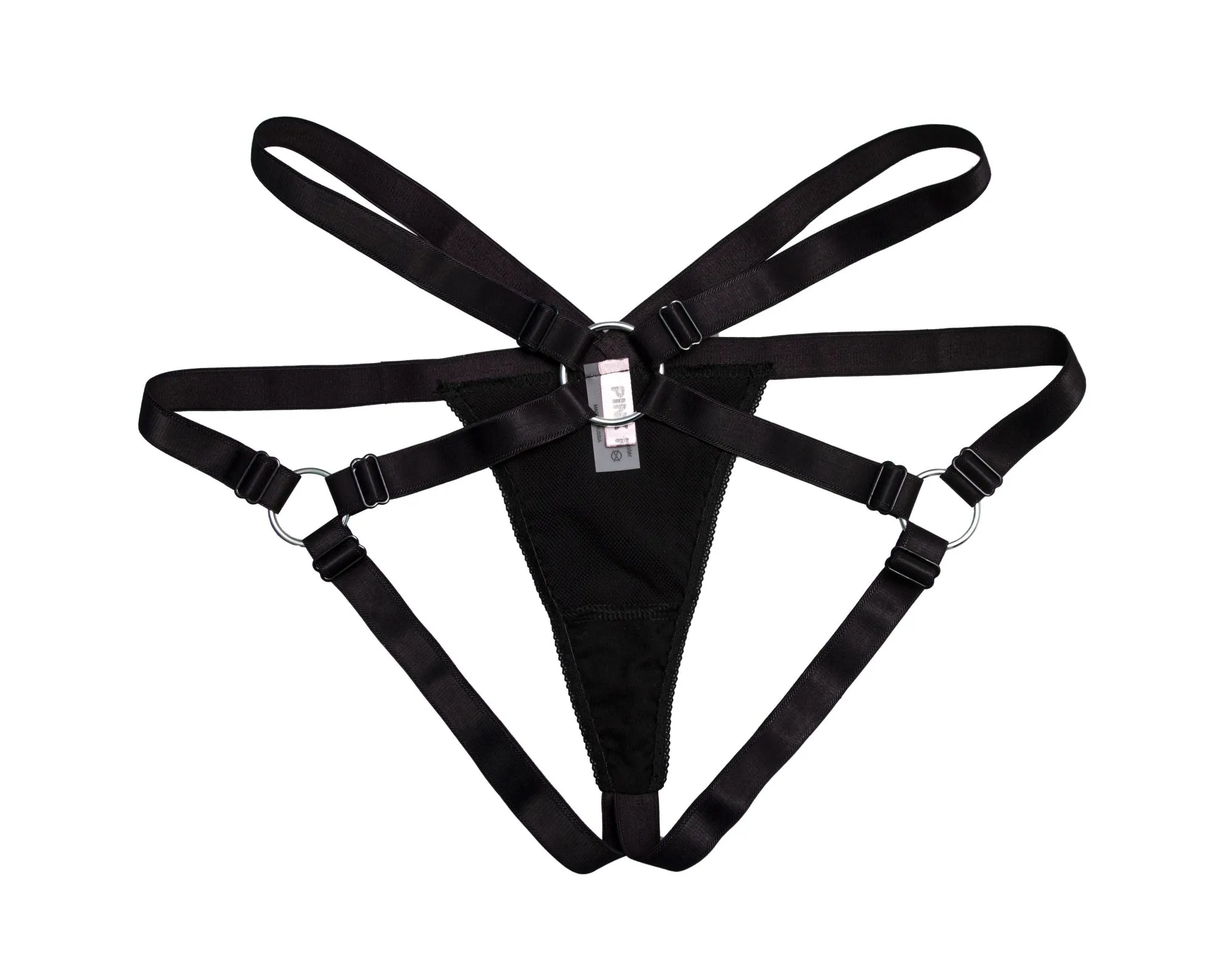 Трусы PinkRabbit с наручниками Kortni, чёрные