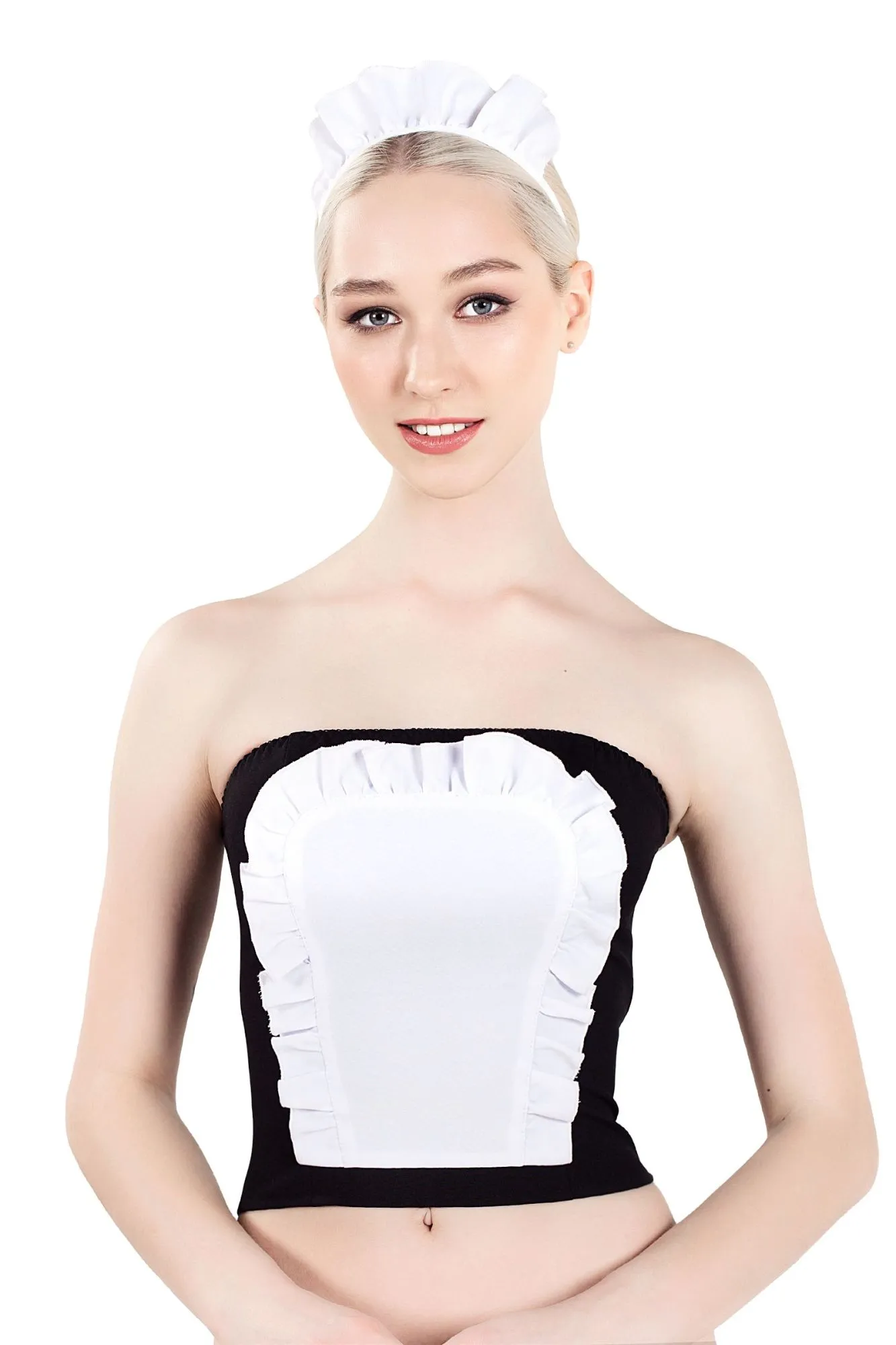 Эротическое верхняя часть костюма «горничная», pecado bdsm, корсет, головной убор, черно-белый, 44 в Мурманске