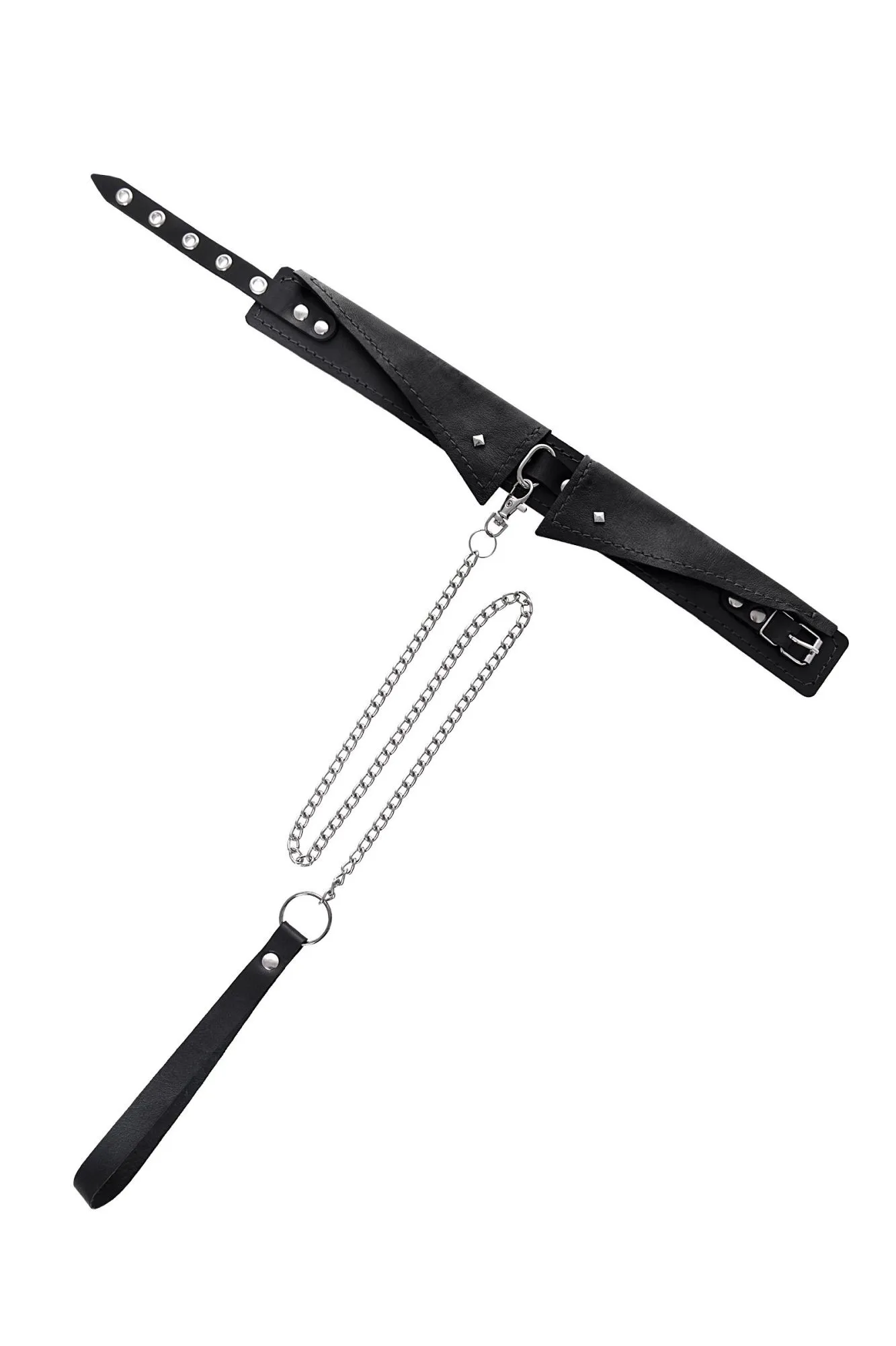 ошейник-воротник pecado bdsm,с поводком, натуральная кожа, чёрный в Мурманске