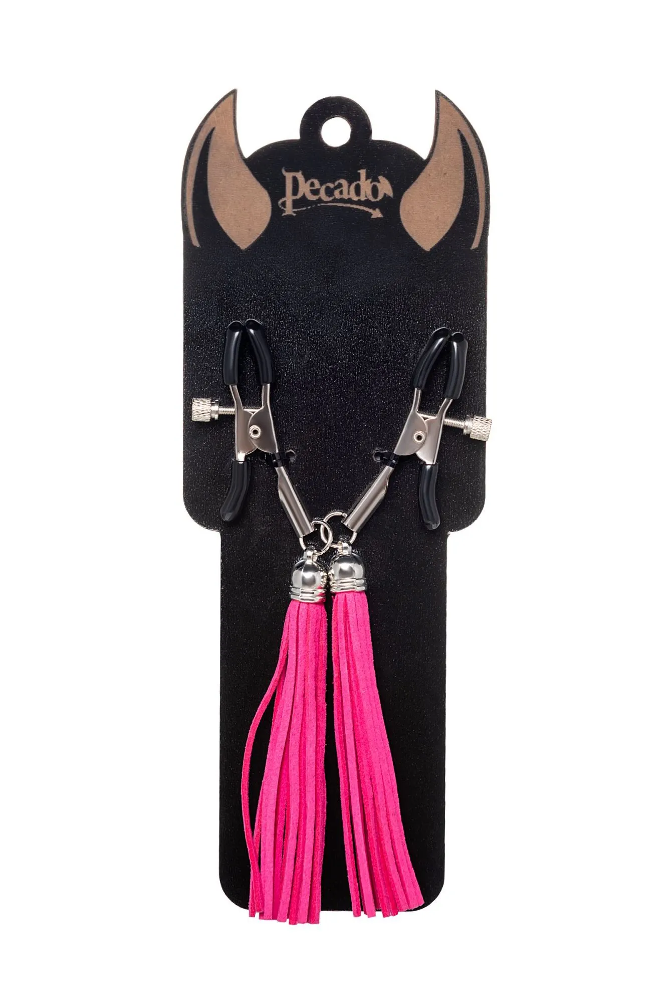 зажимы на соски pecado bdsm, «прищепки», с кисточками из замши, металл, фуксия в Мурманске