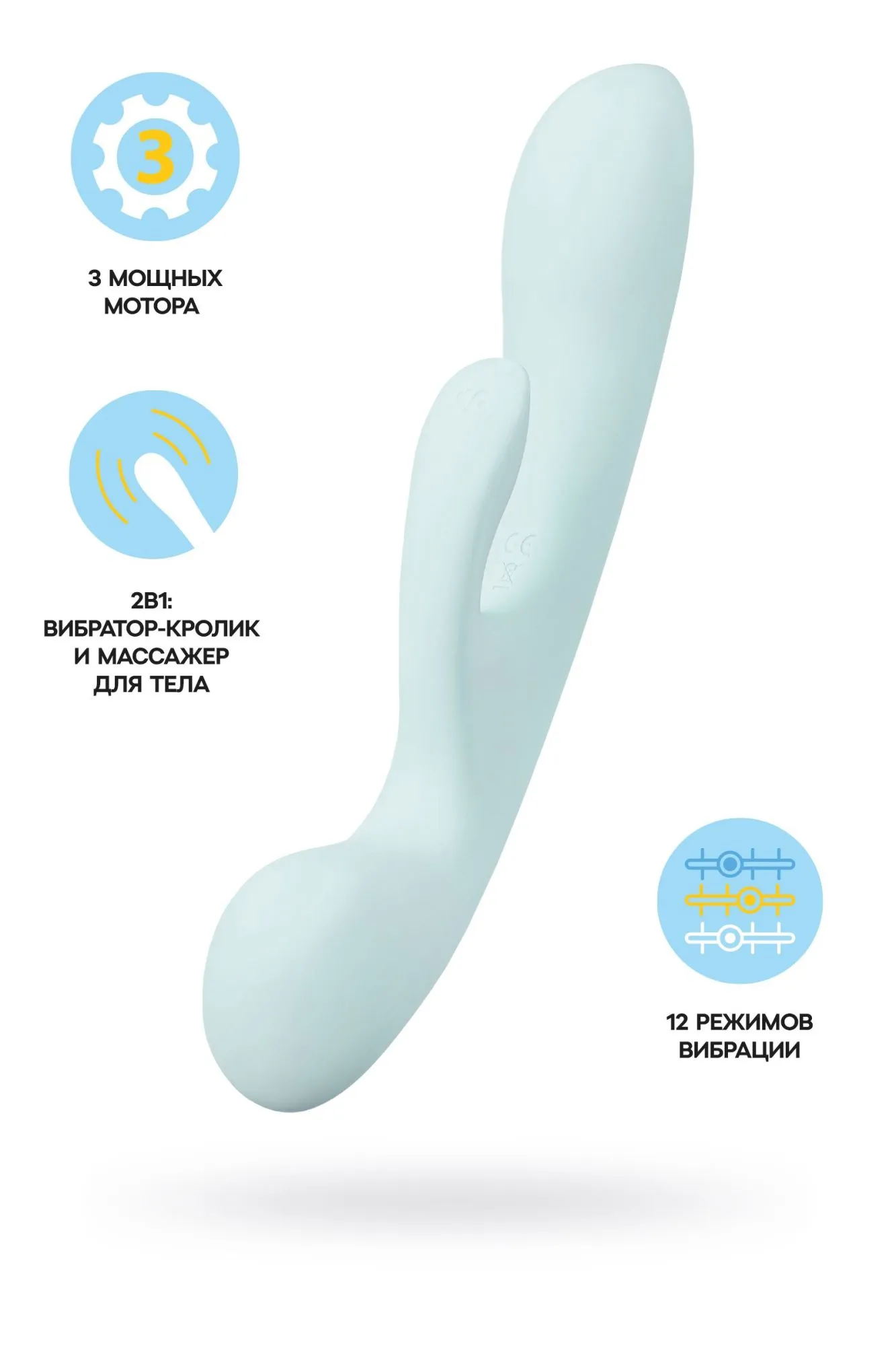 нереалистичный вибратор satisfyer triple oh, силикон, голубой, 24 см в Мурманске