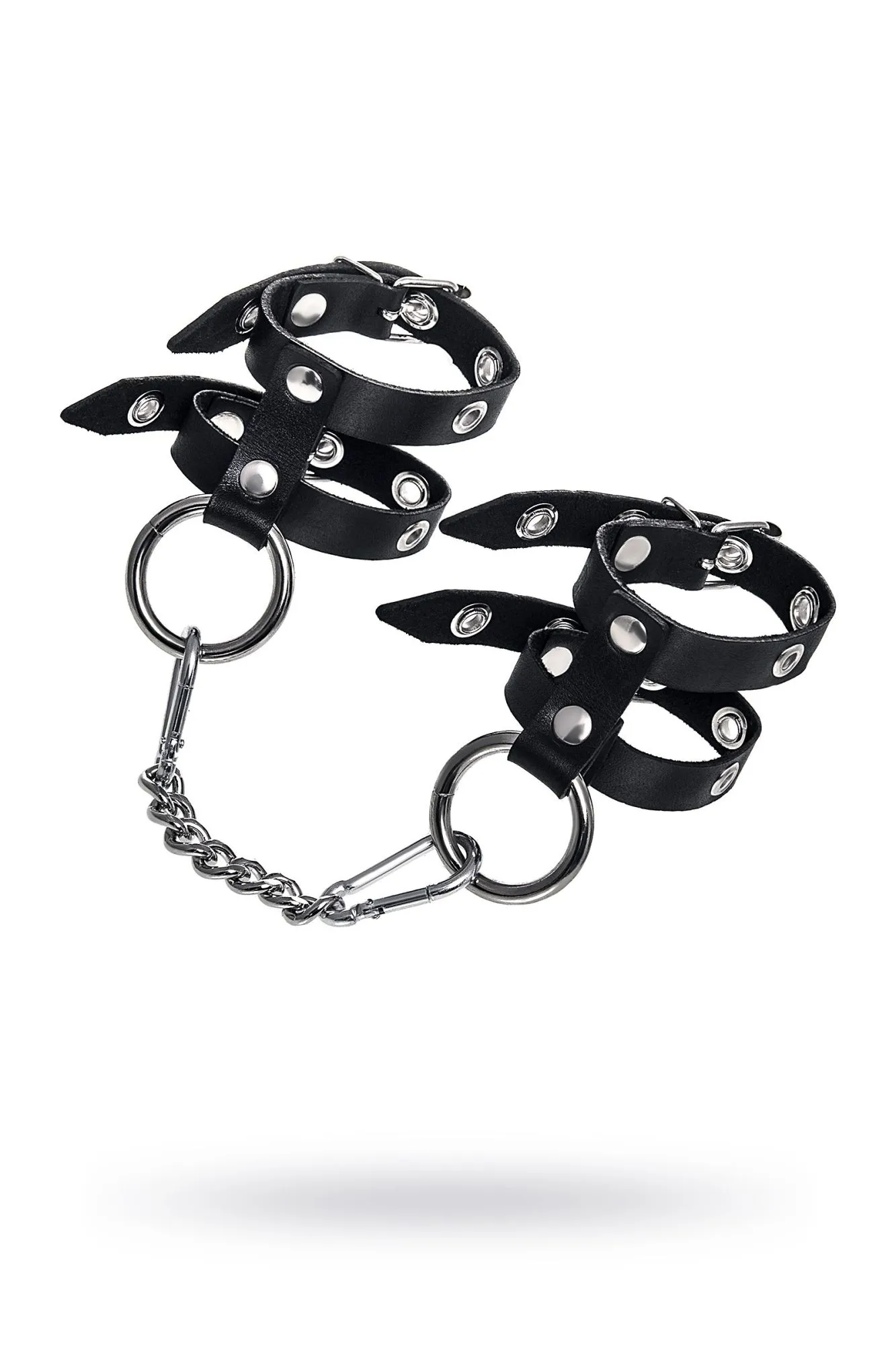 наручники pecado bdsm, однослойные из двух ремешков, натуральная кожа, черные в Мурманске