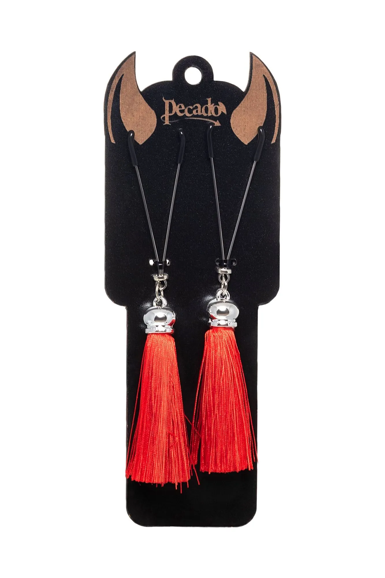 зажимы на соски pecado bdsm, «вилки», с кисточками из шелка, металл, красные в Мурманске