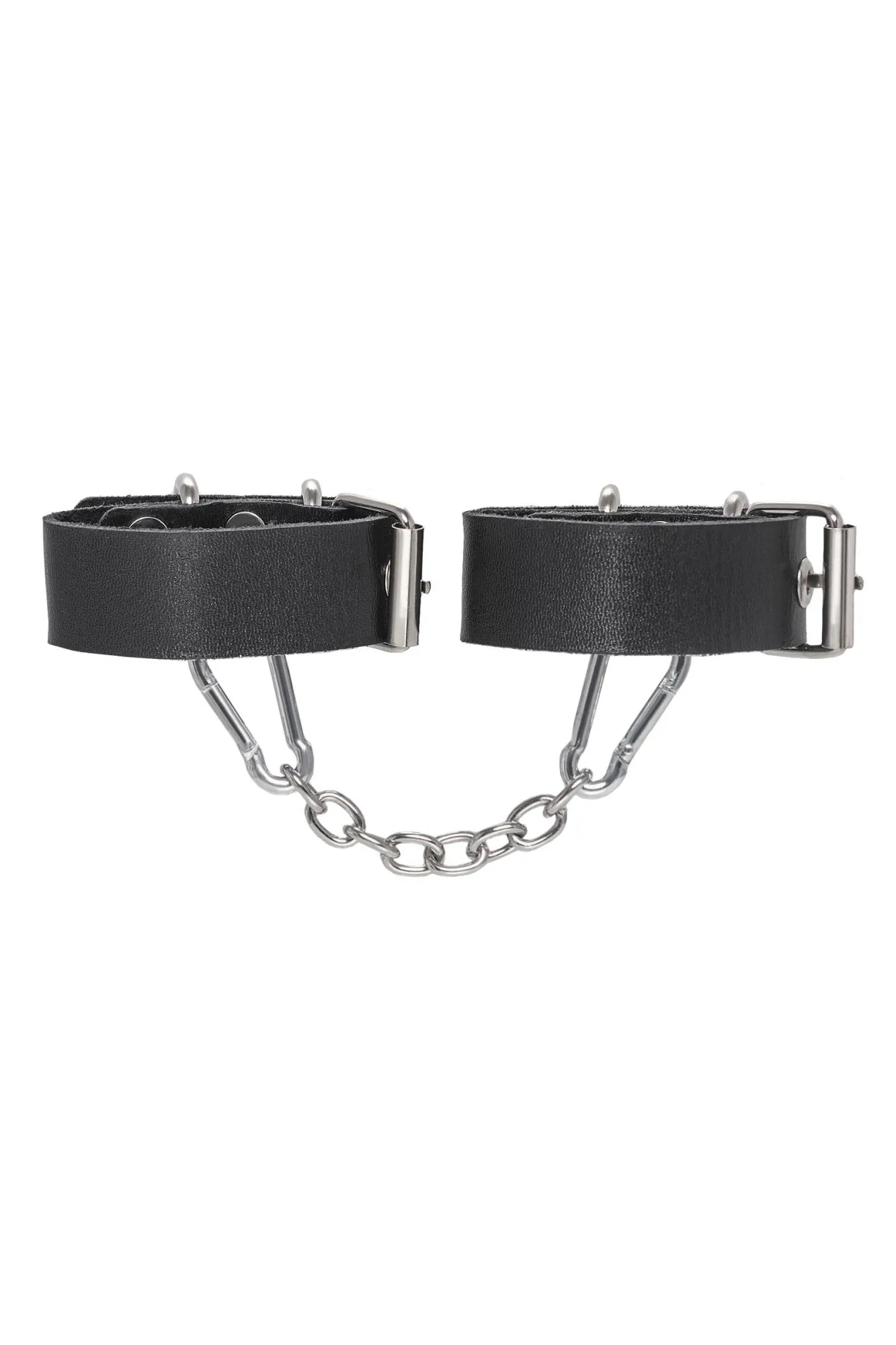 наручники-браслеты pecado bdsm, из одного ремешка с люверсами, натуральная кожа, чёрные в Мурманске