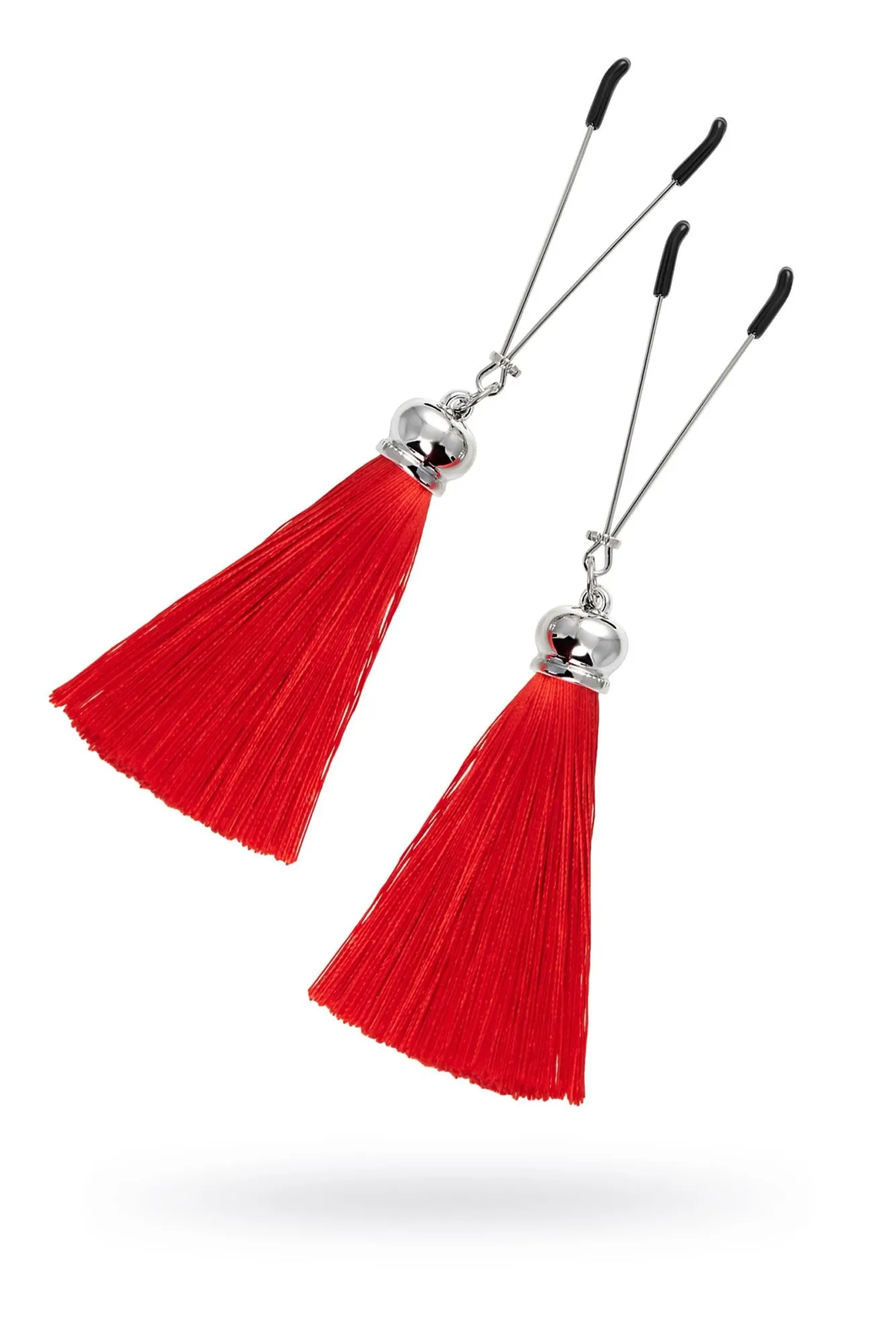 зажимы на соски pecado bdsm, «вилки», с кисточками из шелка, металл, красные в Мурманске