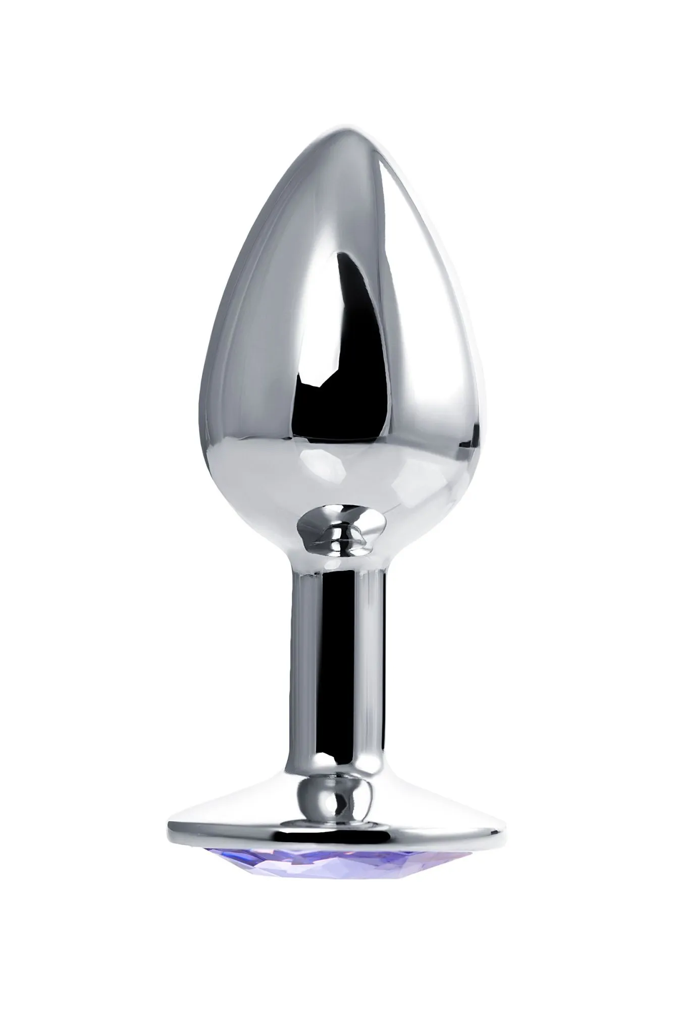 анальная втулка штучки-дрючки, металл, серебряная, с фиолетовым кристаллом, 7 см, ø 2,8 см, 50 г в Мурманске