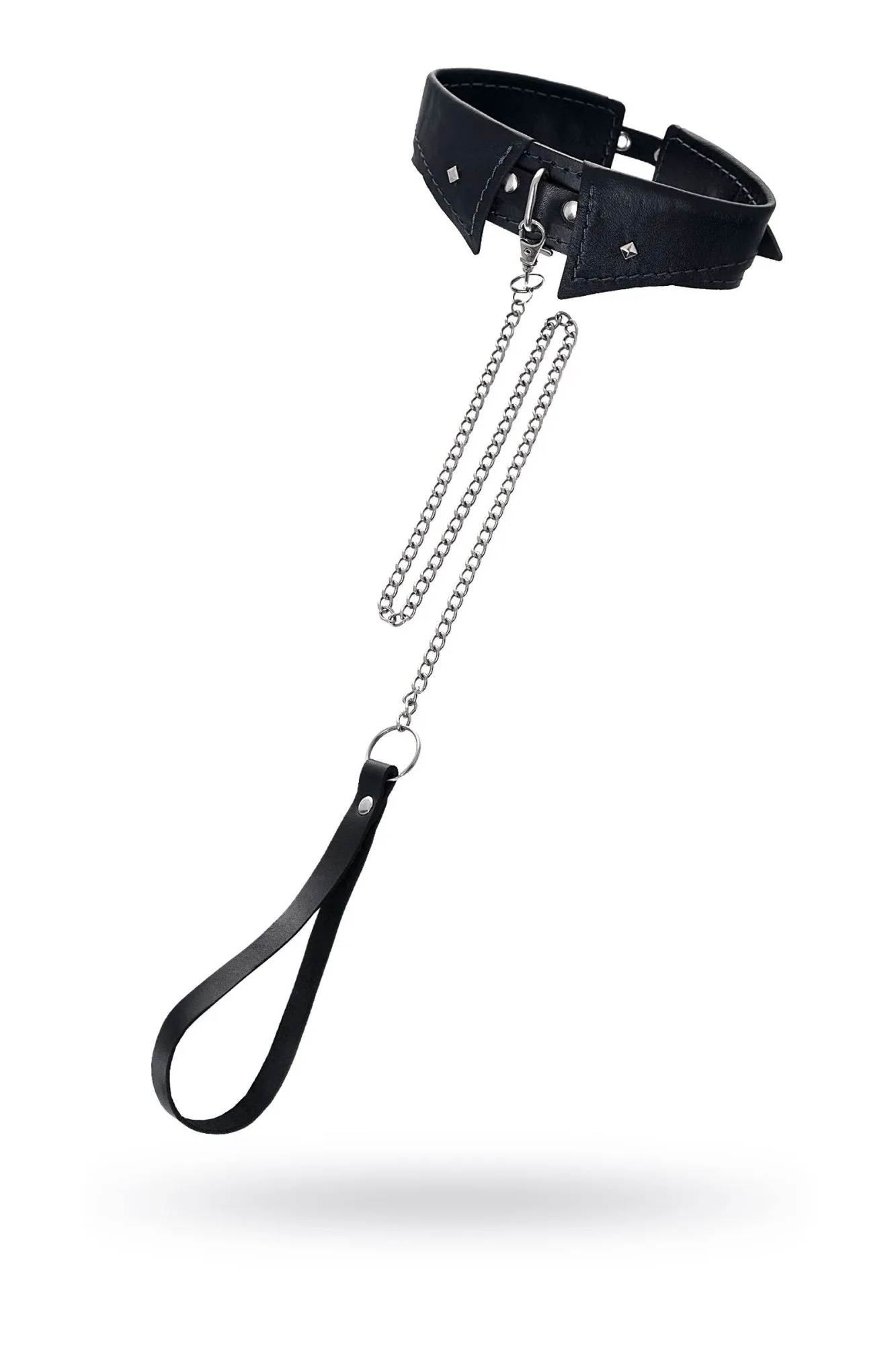 ошейник-воротник pecado bdsm,с поводком, натуральная кожа, чёрный в Мурманске