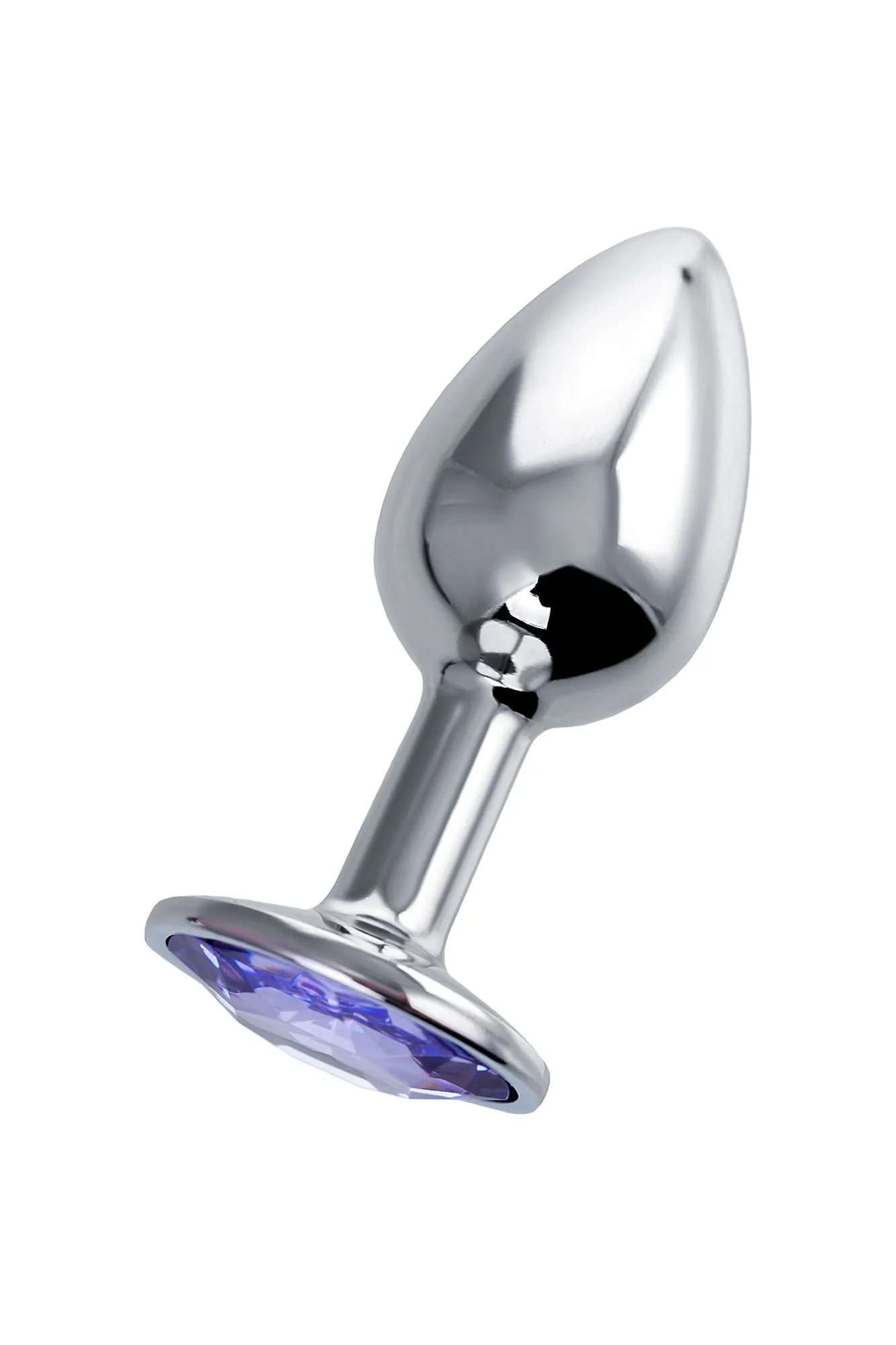 анальная втулка штучки-дрючки, металл, серебряная, с фиолетовым кристаллом, 7 см, ø 2,8 см, 50 г в Мурманске