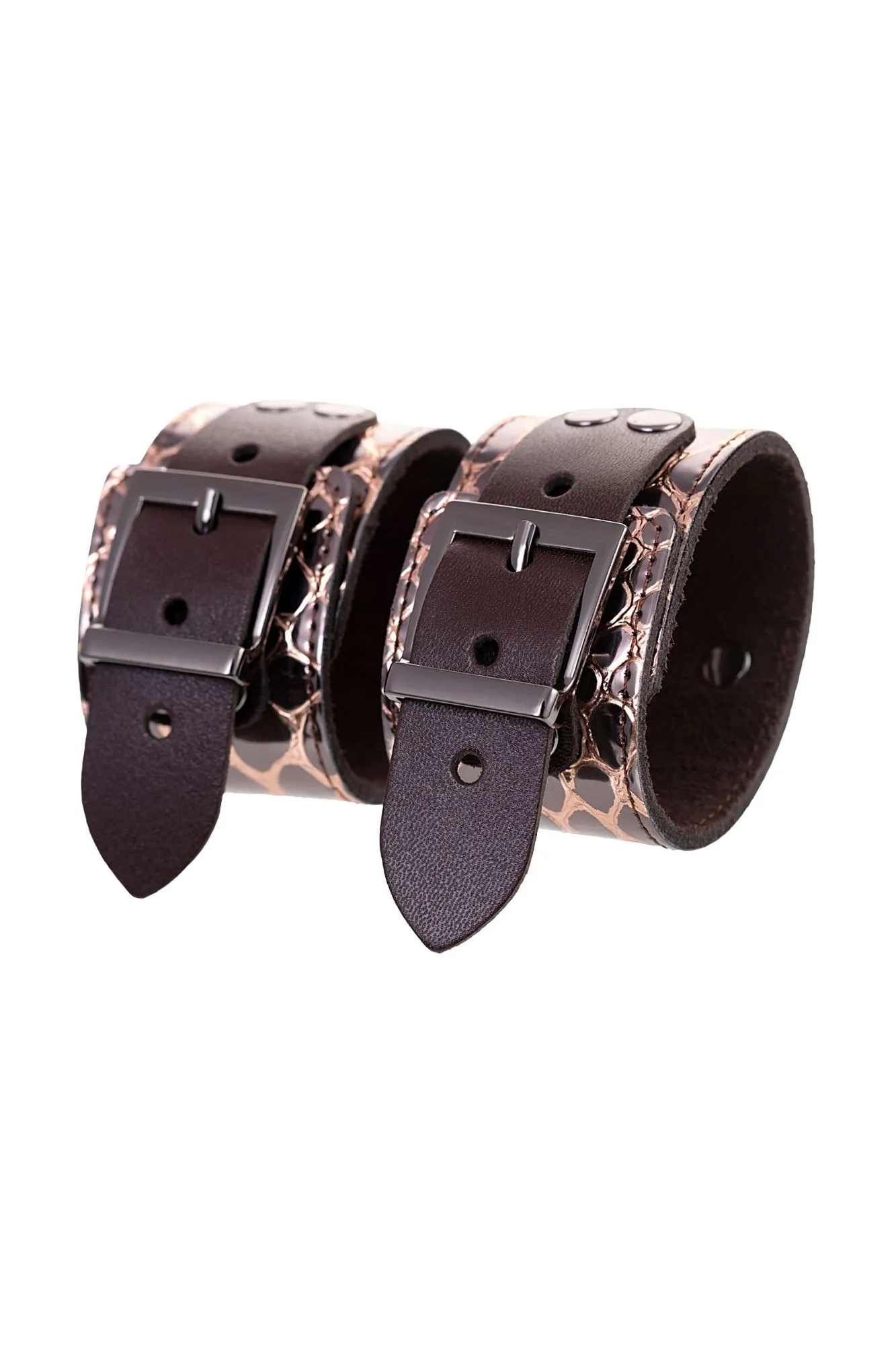 наручники штучки-дрючки, натуральная кожа, коричневые, 27,5 см в Мурманске