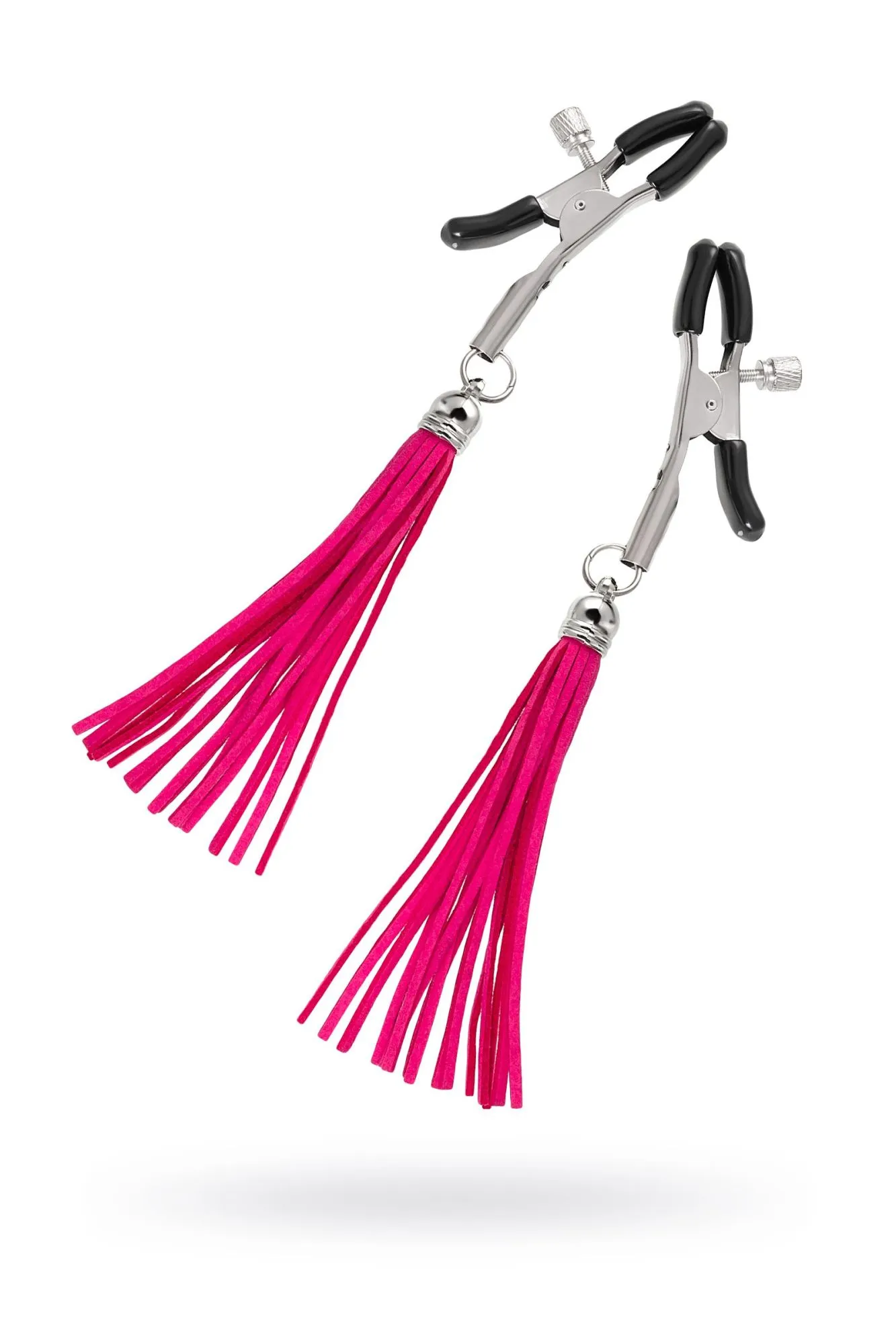 зажимы на соски pecado bdsm, «прищепки», с кисточками из замши, металл, фуксия в Мурманске