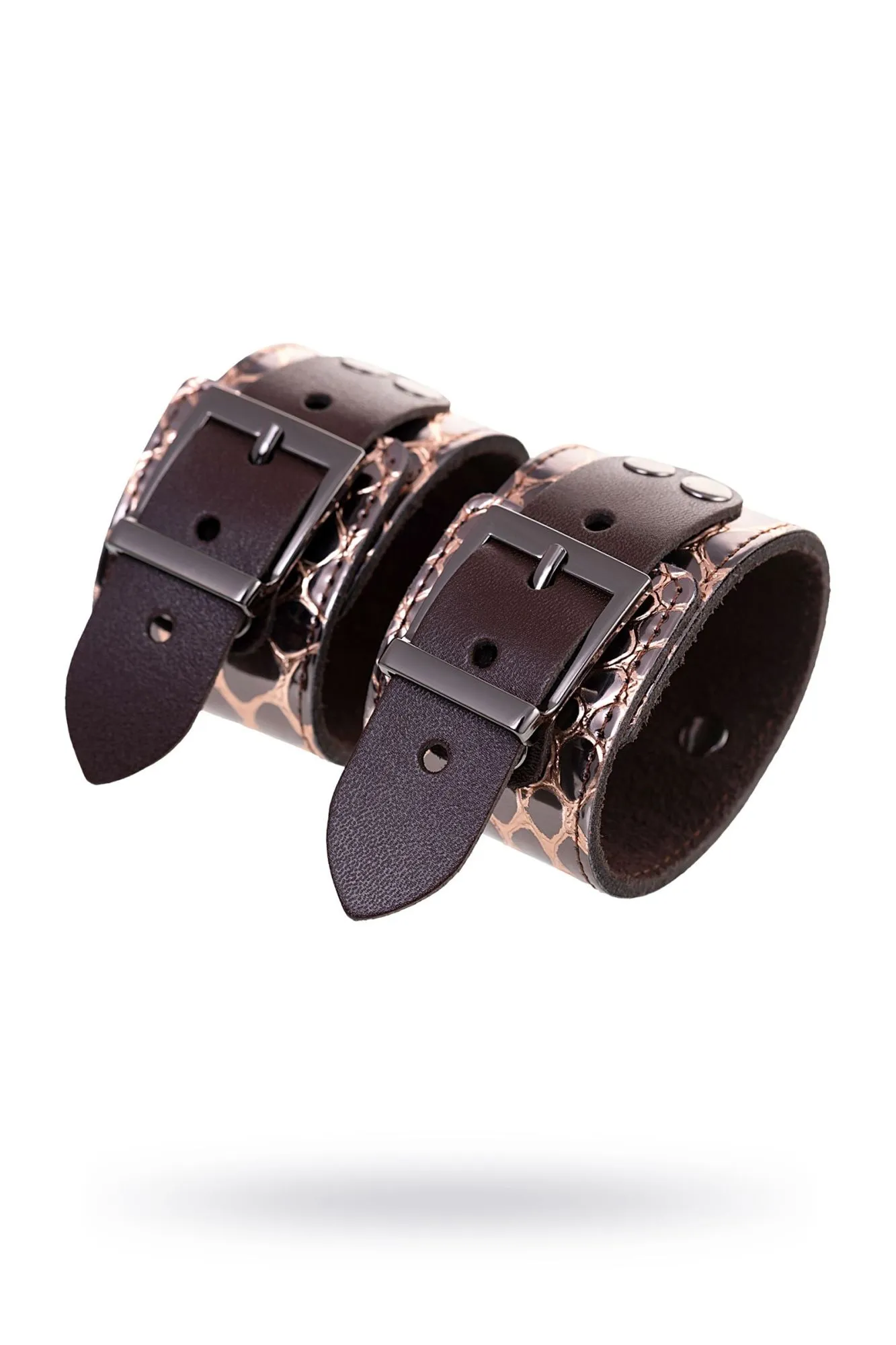 наручники штучки-дрючки, натуральная кожа, коричневые, 27,5 см в Мурманске