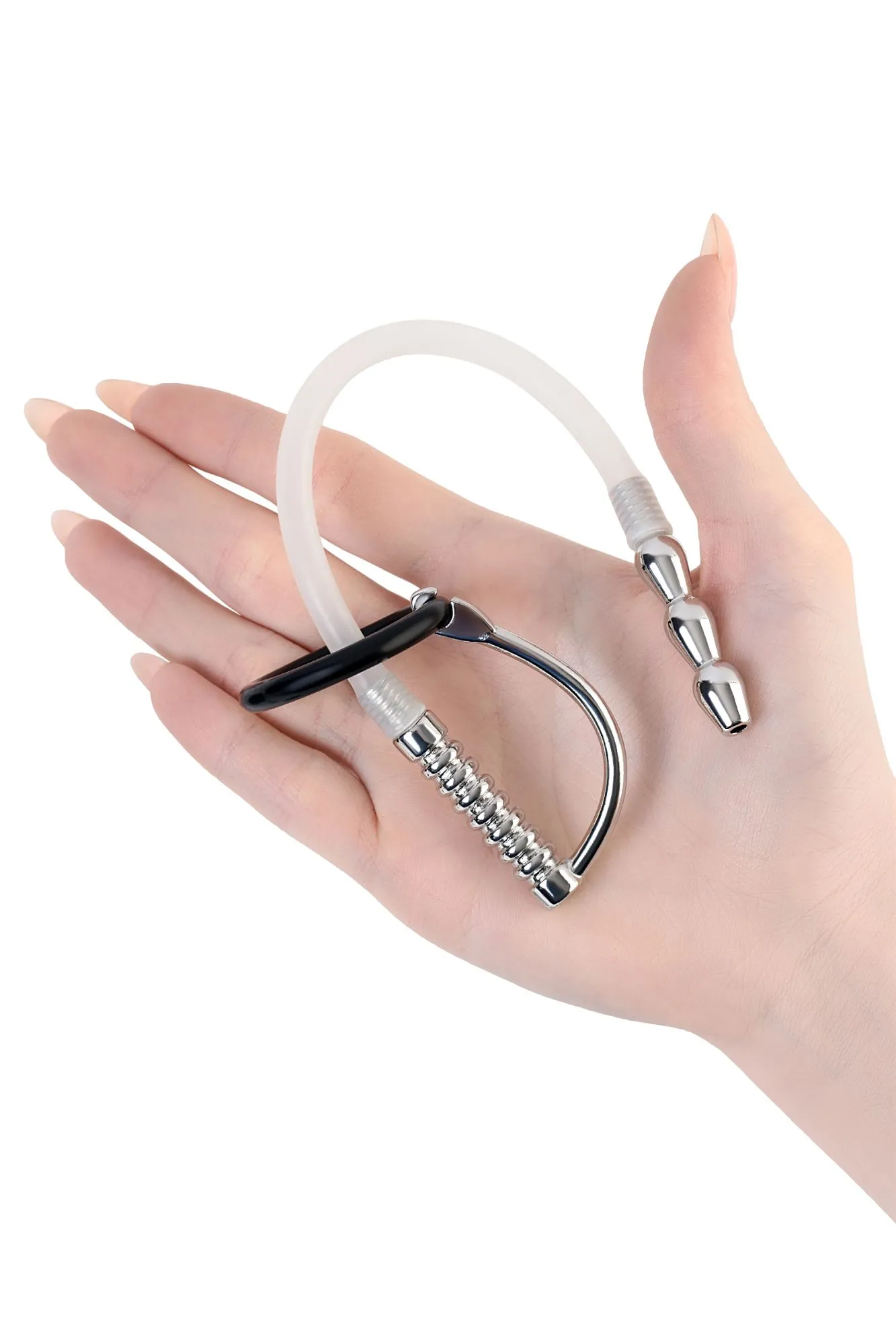 уретральный катетер metal by toyfa, со сменными фиксирующими кольцами, силикон, серебряный в Мурманске