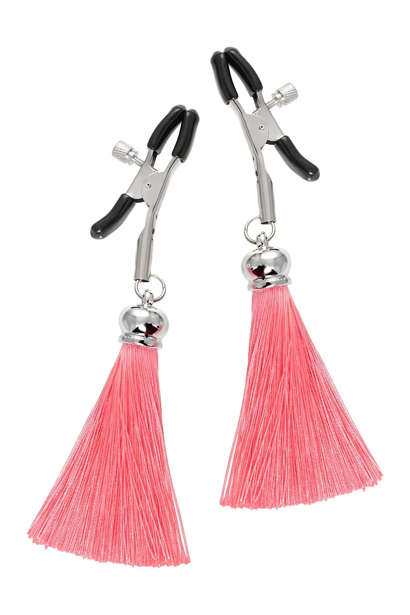 зажимы на соски pecado bdsm, «прищепки», с кисточками из шелка, металл, розовые в Мурманске