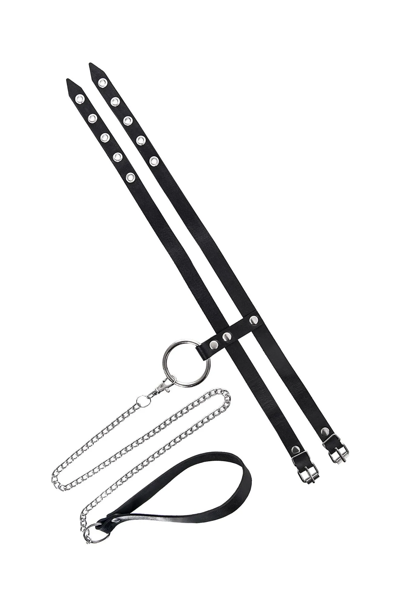 ошейник pecado bdsm, из двух ремешков, натуральная кожа, черный в Мурманске