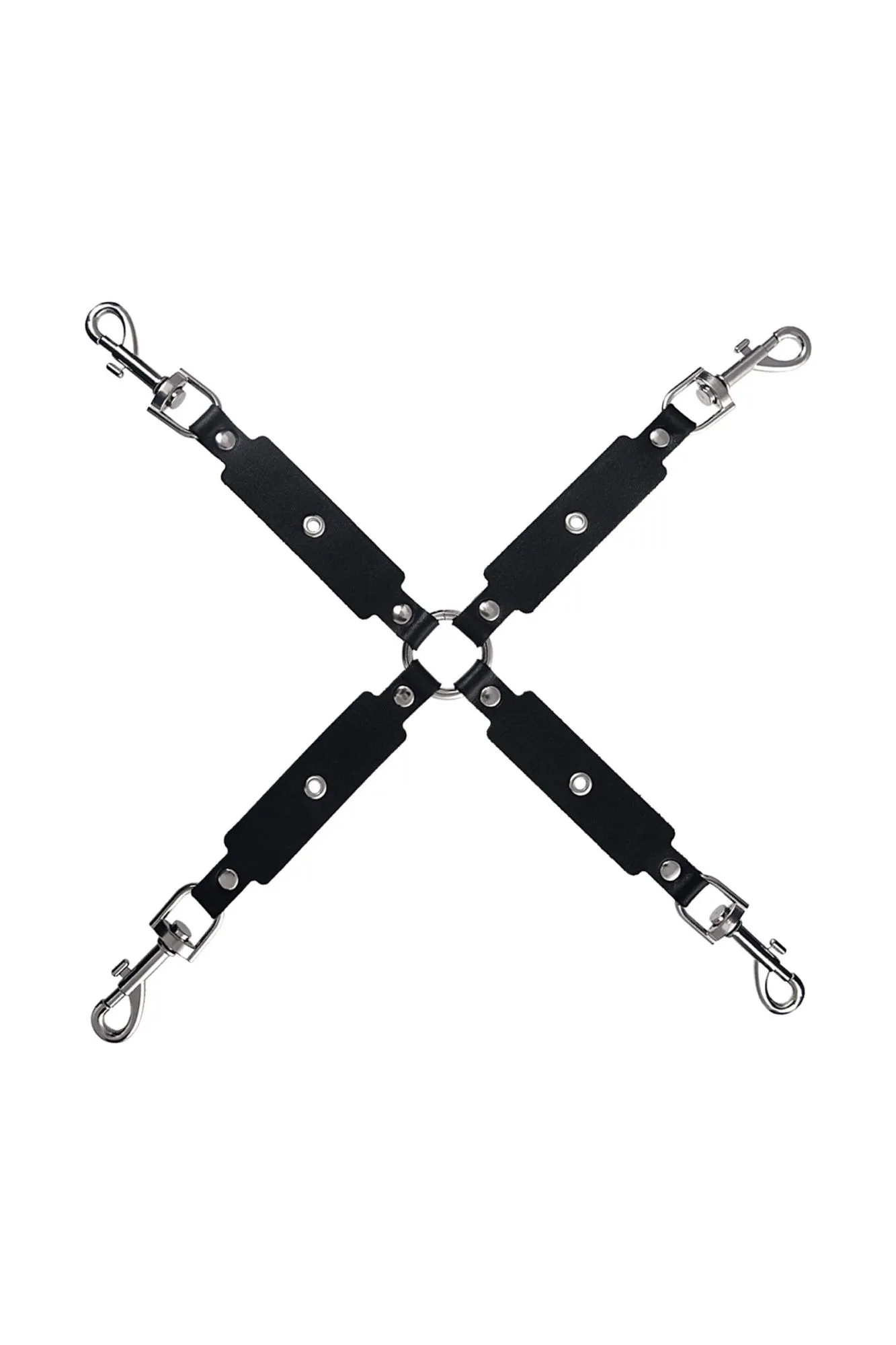 сцепка pecado bdsm, крестообразная с карабинами, для фиксации рук и ног, натуральная кожа, черный в Мурманске