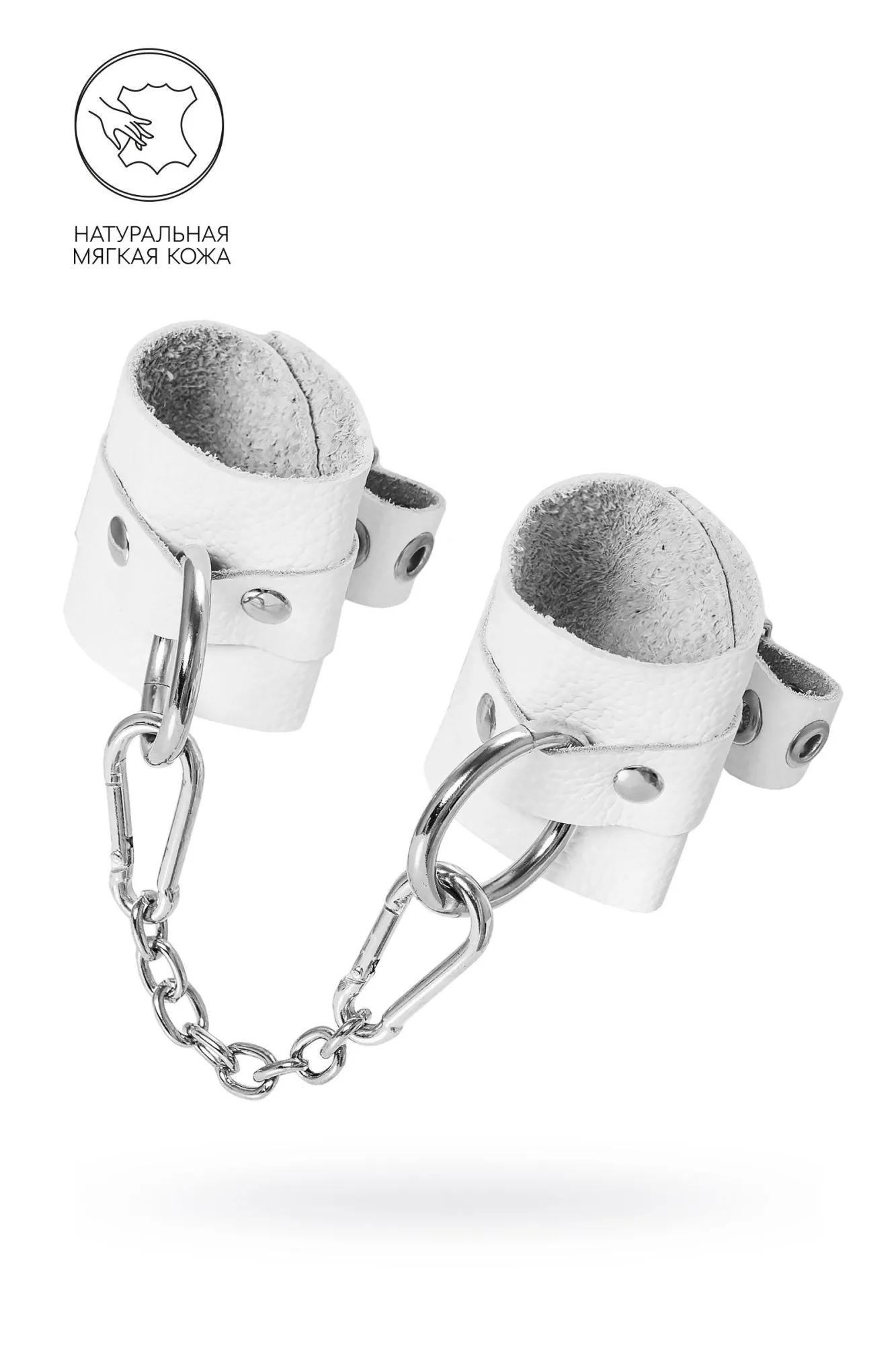 наручники pecado bdsm, мягкие с люверсами, натуральная кожа, белые в Мурманске