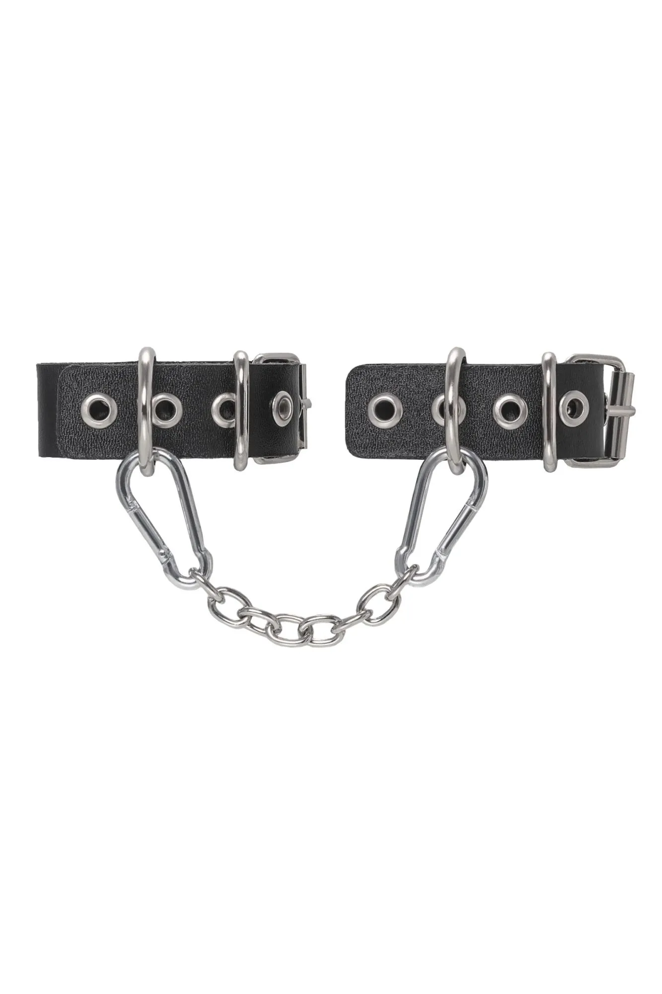 наручники-браслеты pecado bdsm, из одного ремешка с люверсами, натуральная кожа, чёрные в Мурманске