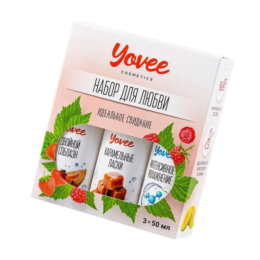 набор гелей-смазок yovee для любви (721008+721014+721052), вкус(клубн/дыня+карам)+увл(гиалур),3х50мл в Мурманске