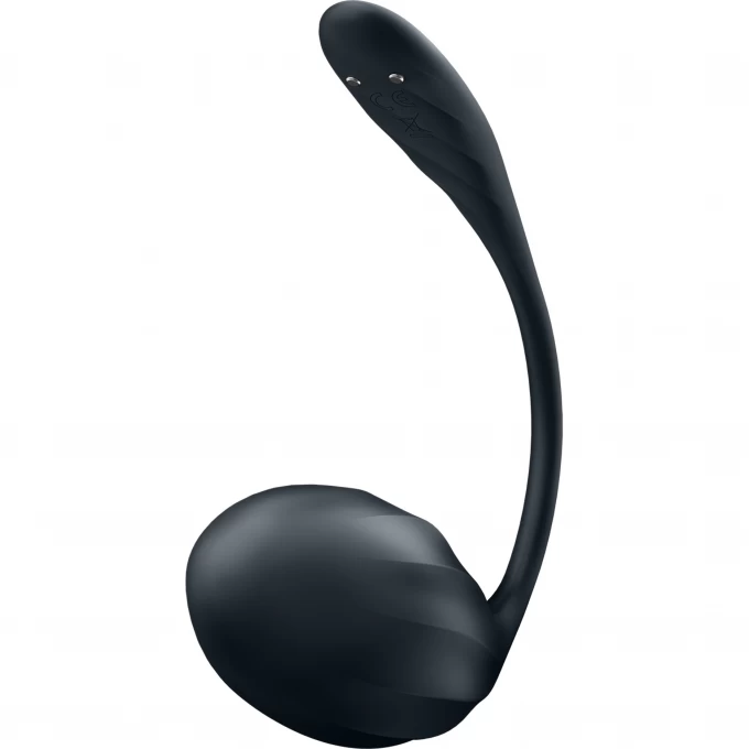 виброяйцо satisfyer ribbed petal connect app с пультом ду, черное, 7,8 см в Мурманске