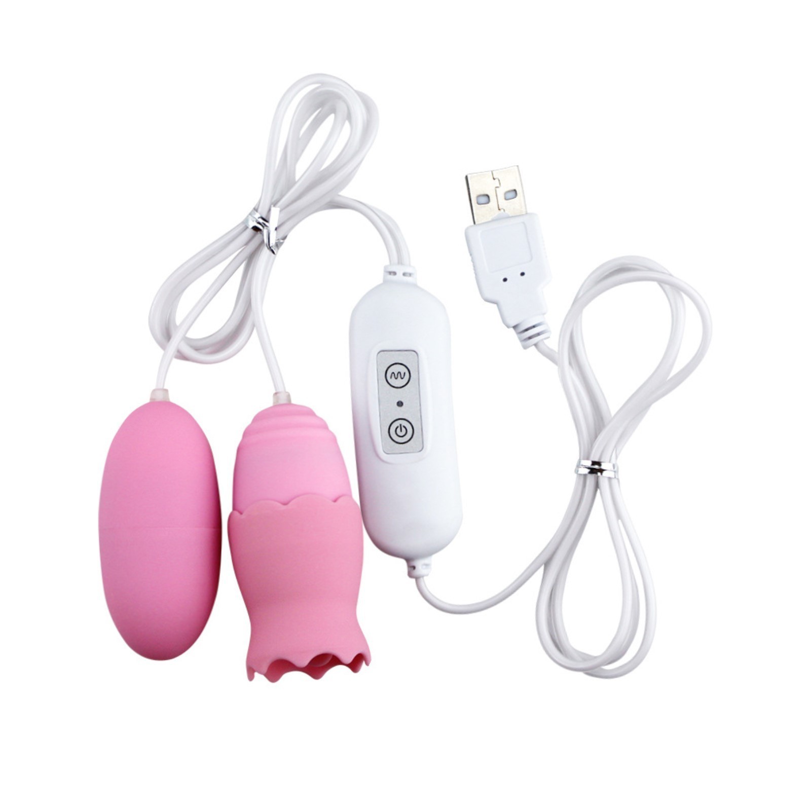 виброяйца с насадкой для сосков и клитора, 12 режимов, usb, силикон, розовый в Мурманске