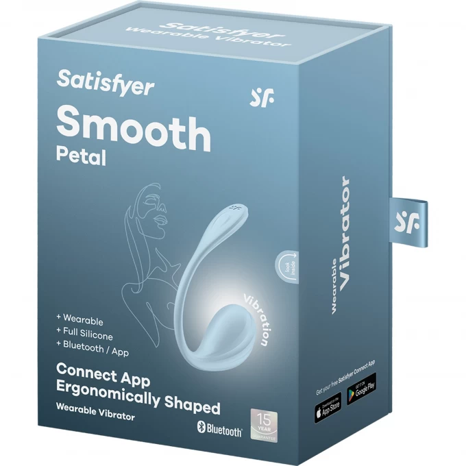 виброяйцо satisfyer smooth petal connect app, голубое, 6,5 см в Мурманске