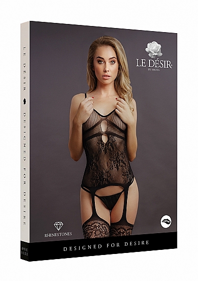 Кетсьют со стразами Suspender Rhinestone Bodystocking