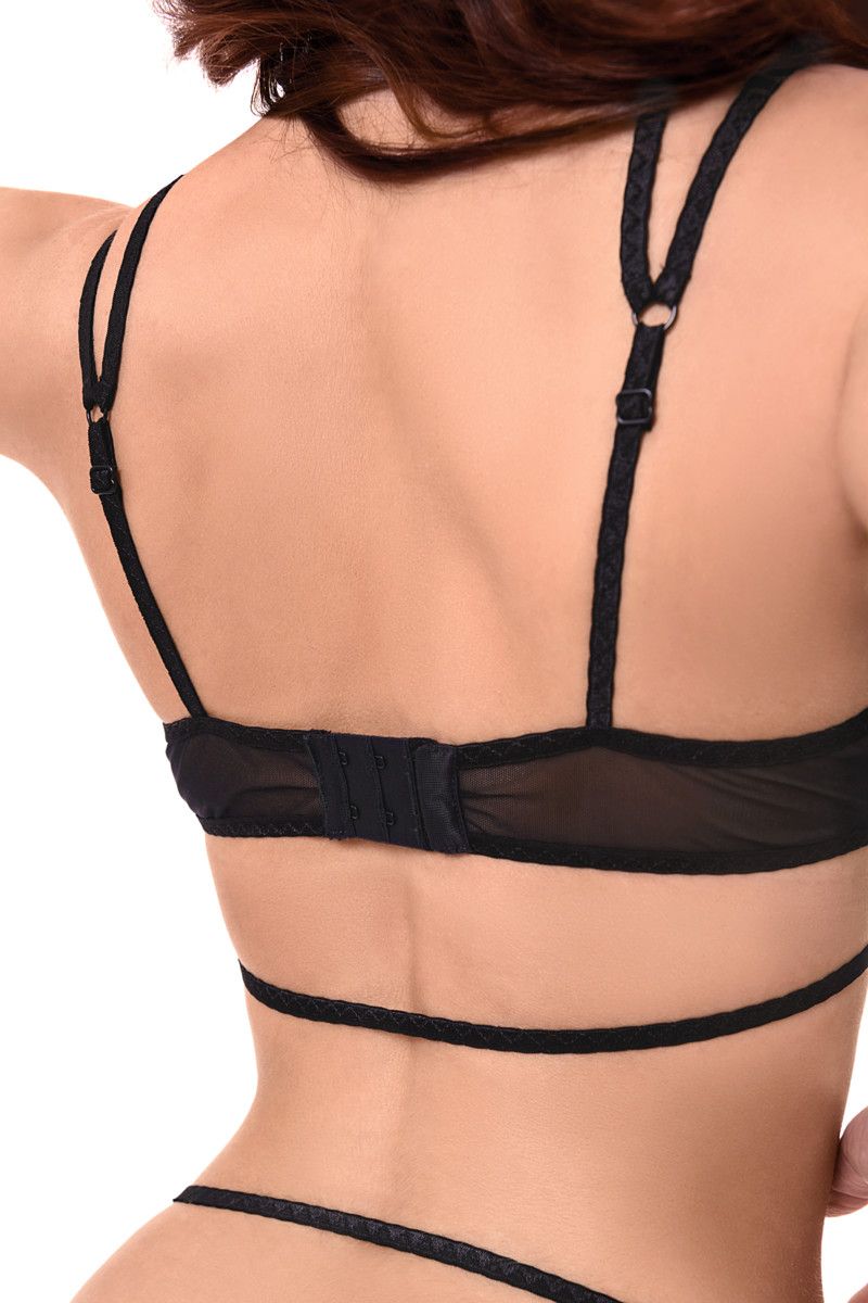 Эротическое боди с кружевом жабо erolanta eva, черное в Мурманске