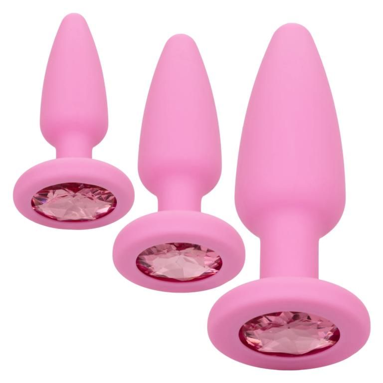 Набор анальных пробок из силикона First Time Crystal Booty