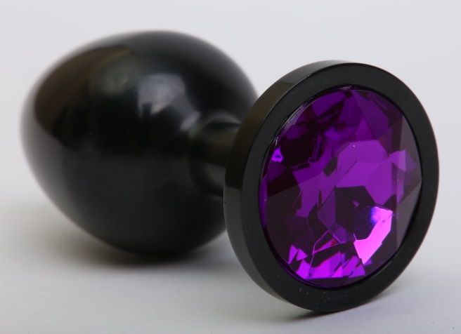 анальная пробка металл черная с фиолетовым стразом 8,2х3,5см 47411-5mm в Мурманске