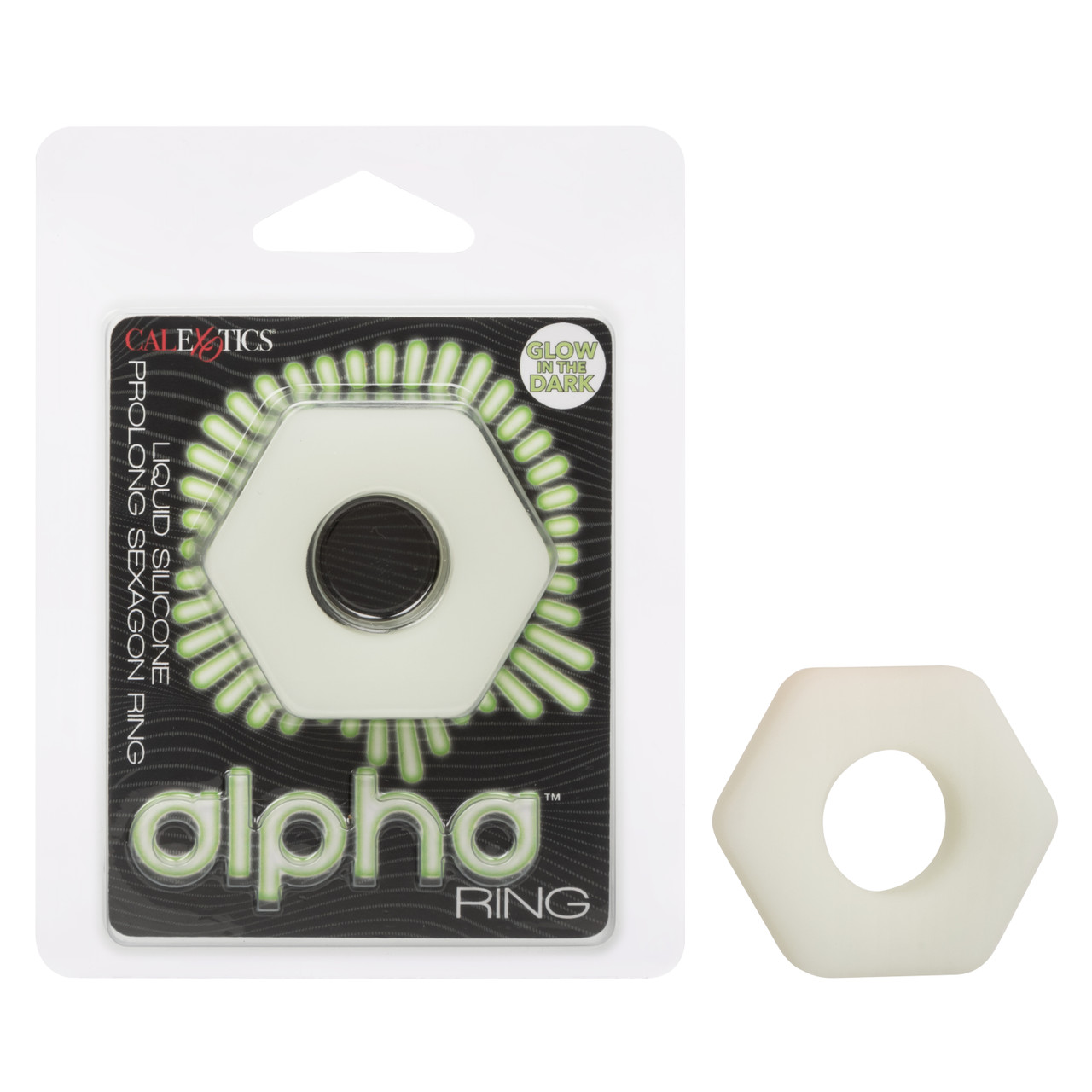 Эрекционное кольцо из жидкого силикона Alpha Sexagon Liquid Silicone Glow-In-The-Dark