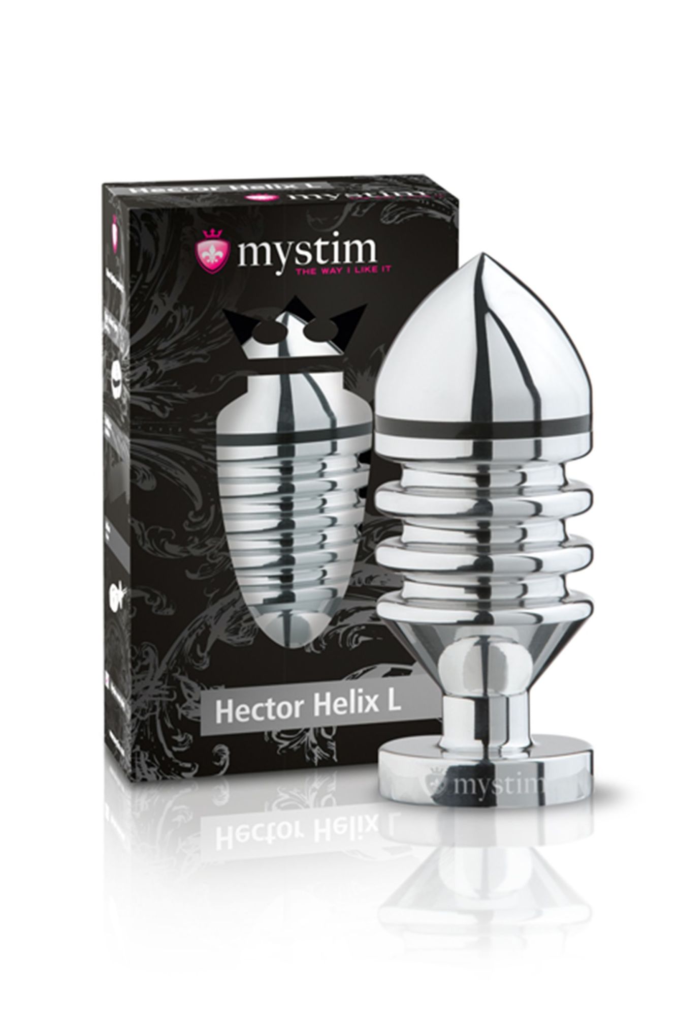 анальная пробка mystim hector helix l, электростимуляция, хирургическая сталь, серебряная, 11,5 см, в Мурманске