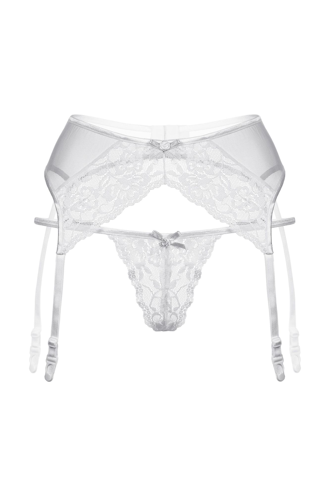 Эротическое пояс для чулок и стринги кружевные softline collection, белый, m/l в Мурманске