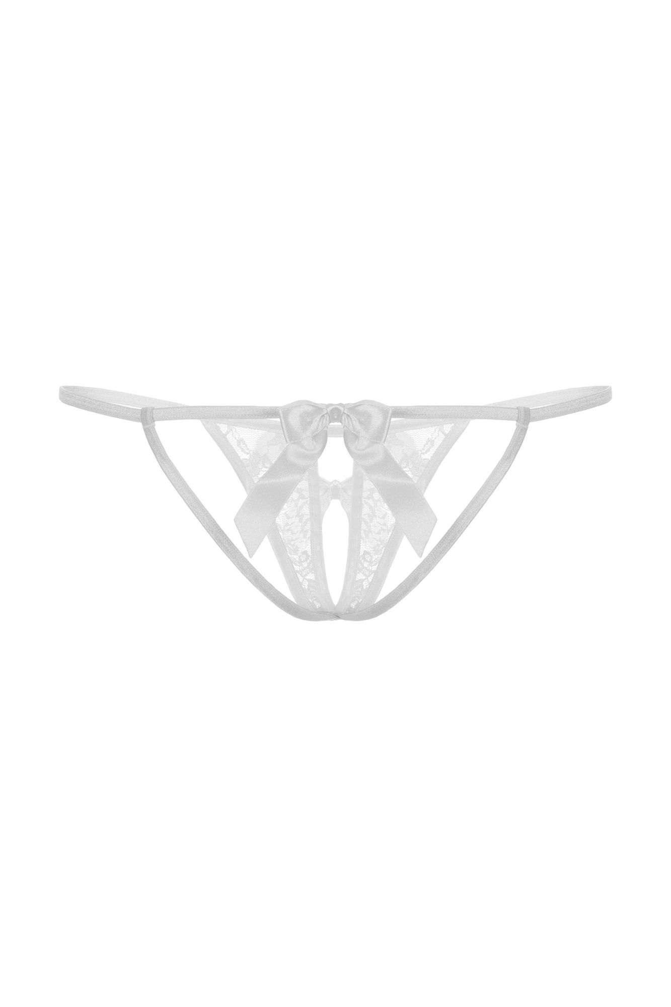 Эротическое стринги с бантиком открытые кружевные softline collection, белый, s/l в Мурманске