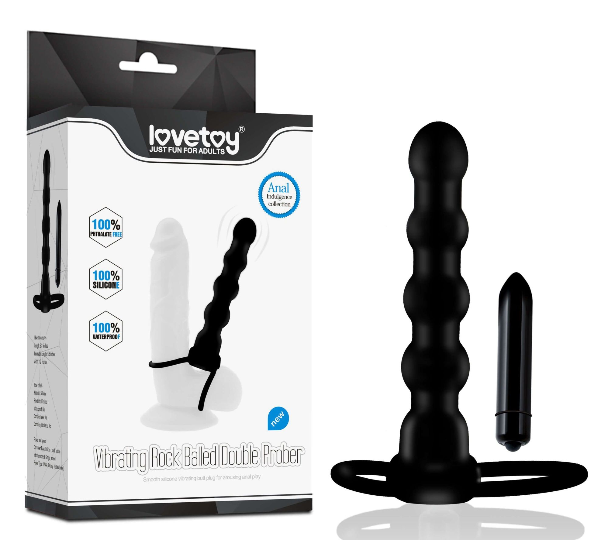 насадка на член lovetoy vibrating rock double cock, чёрная в Мурманске