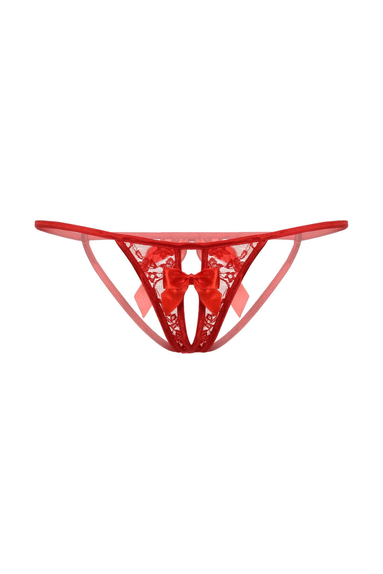Эротическое стринги с бантиком открытые кружевные softline collection, красный, s/l в Мурманске