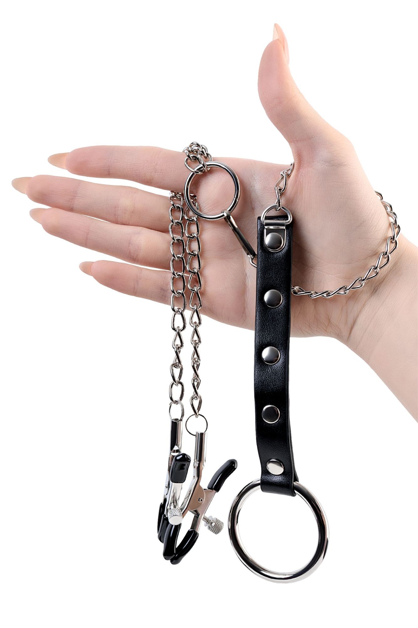 зажимы для сосков toyfa metal с кольцом для пениса, серебряные, 60 см в Мурманске