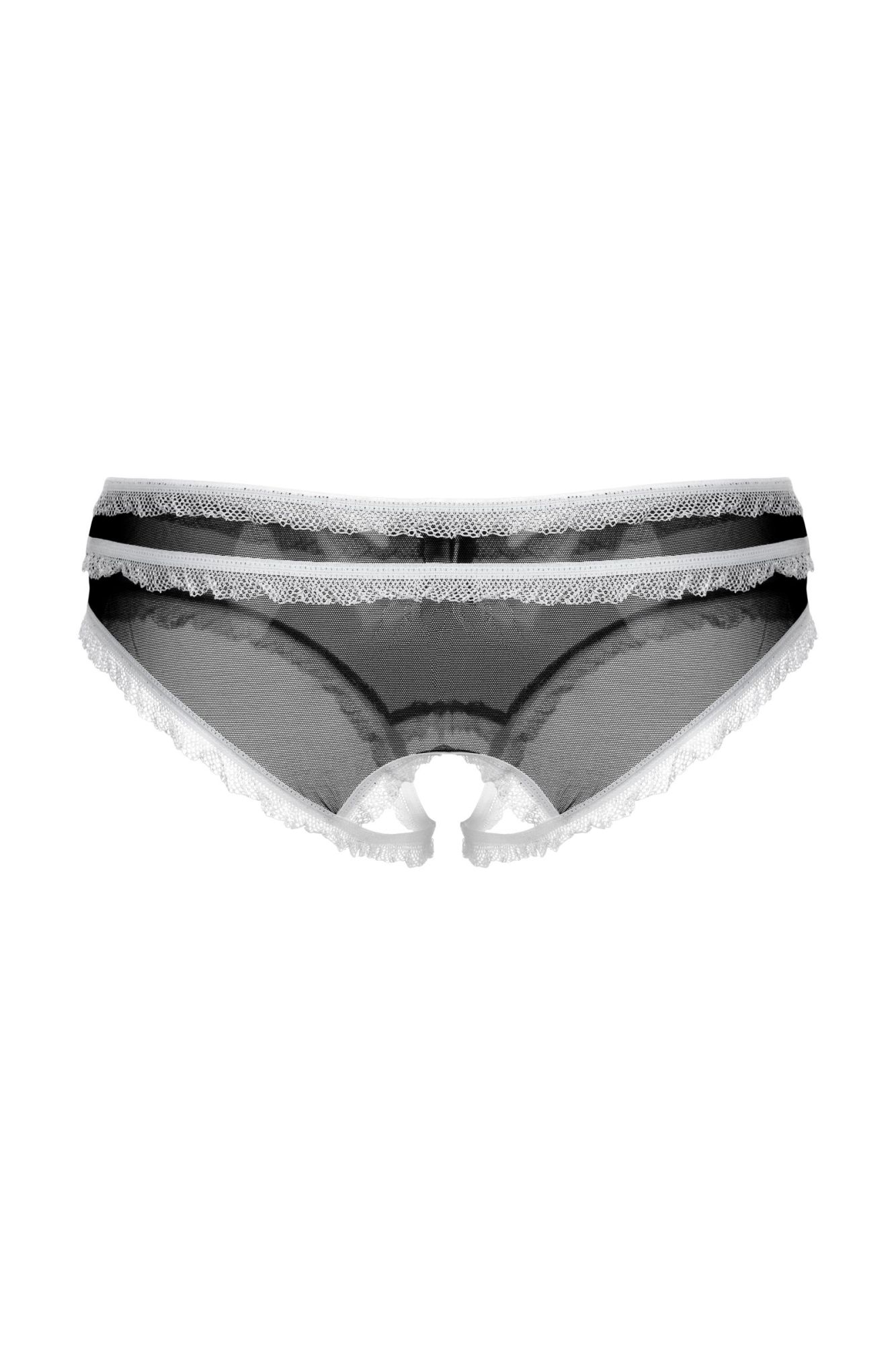 Эротическое трусики открытые с рюшами softline collection, черный, s/m в Мурманске
