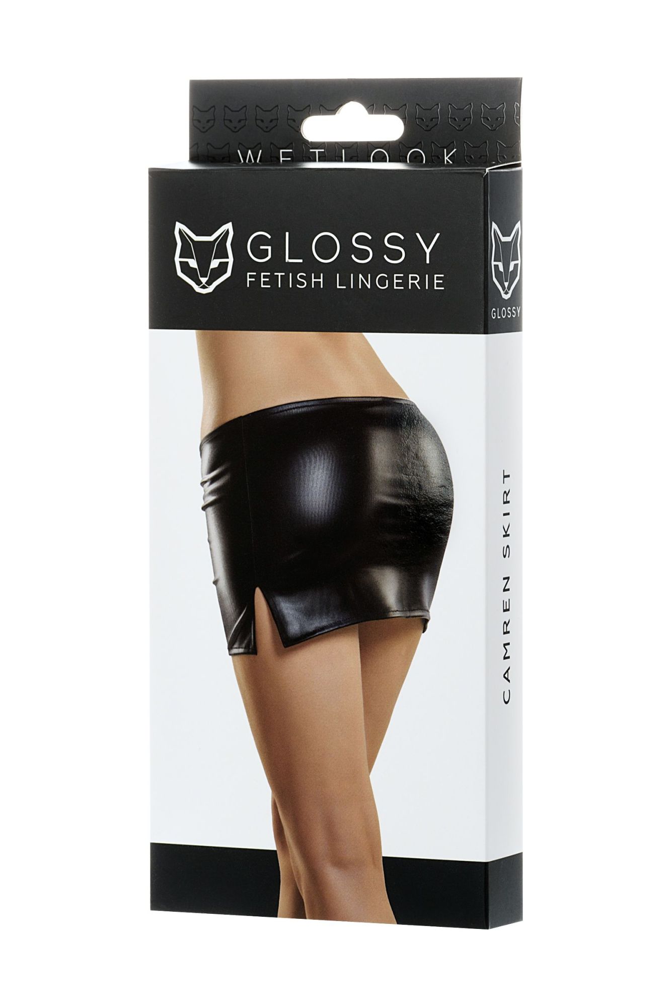 Эротическое мини-юбка glossy camren из материала wetlook, черный, xl в Мурманске