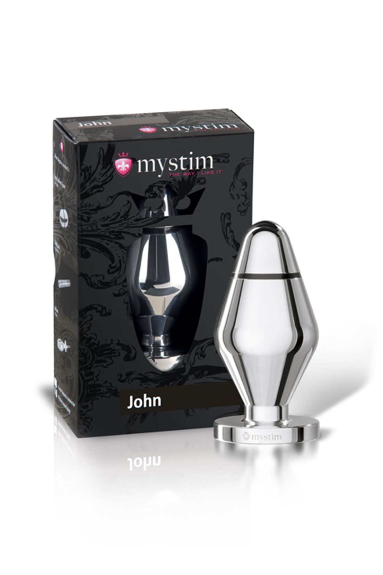 анальная пробка mystim john l, электростимуляция, хирургическая сталь, серебряная, 10,5 см, ø 5 см в Мурманске