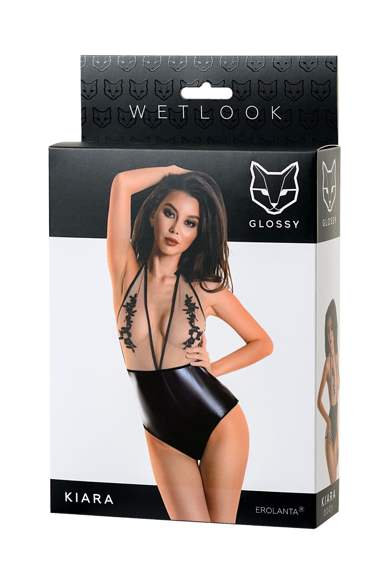 Эротическое боди glossy kiara из материала wetlook, черное, l в Мурманске