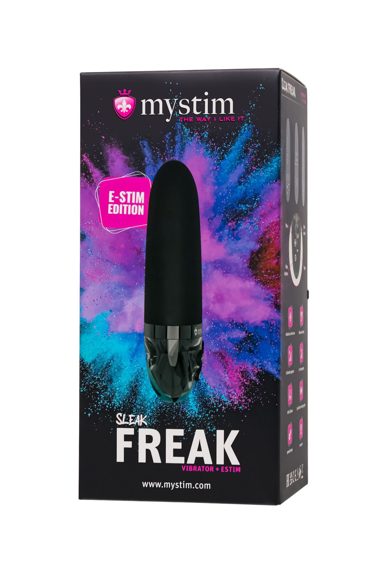 вибратор mystim sleak freak с электростимуляцией,силикон, черный, 14,5 см в Мурманске