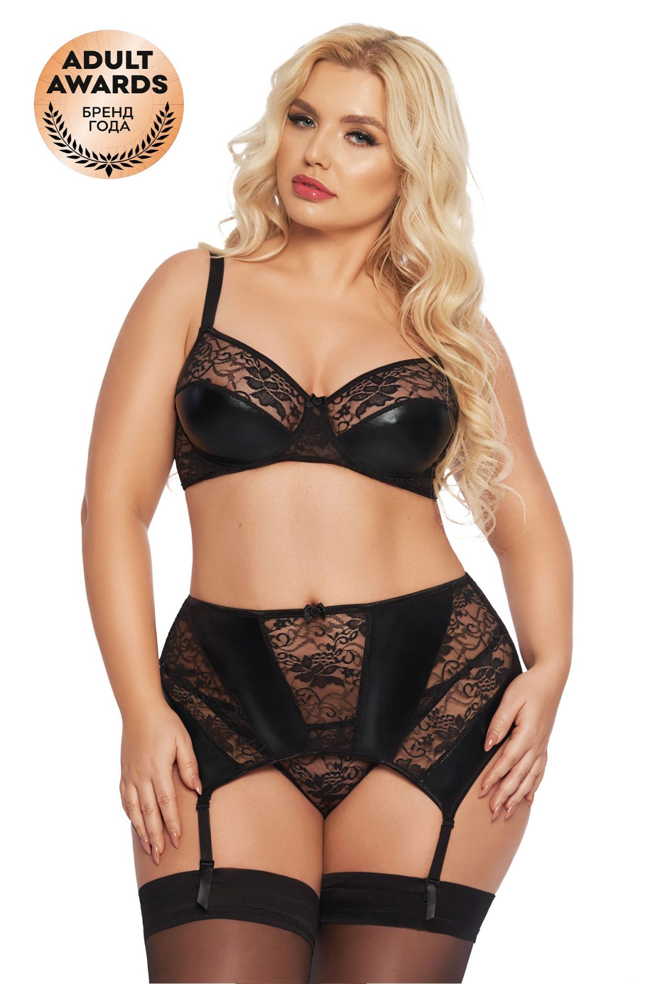 Эротическое комплект открытый softline collection joana (бюстгальтер,пояс с пажами,стринги), черный, xl в Мурманске