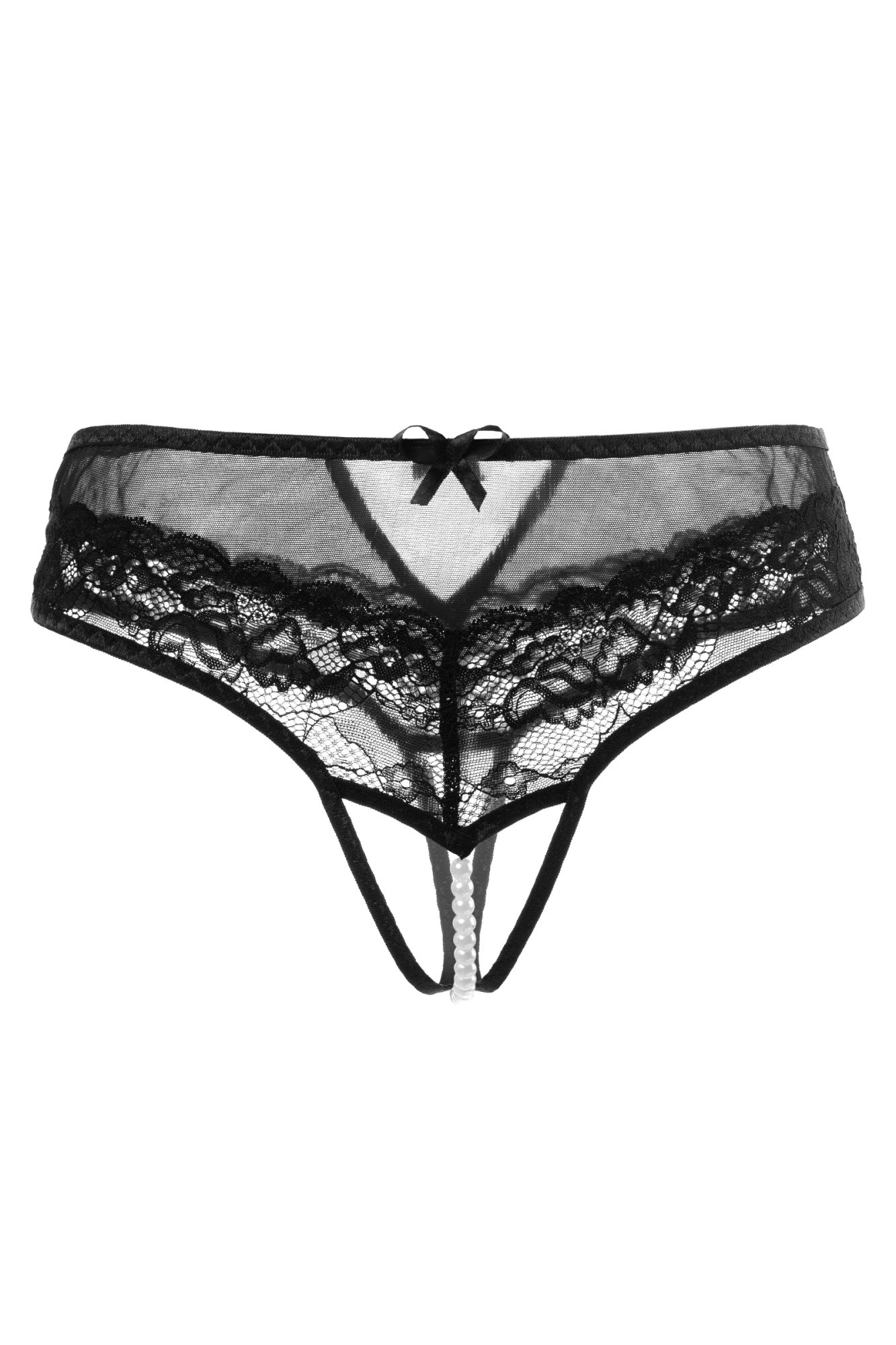 Эротическое эротические трусики с жемчужной нитью erolanta joan, черный (50-52) в пакете в Мурманске