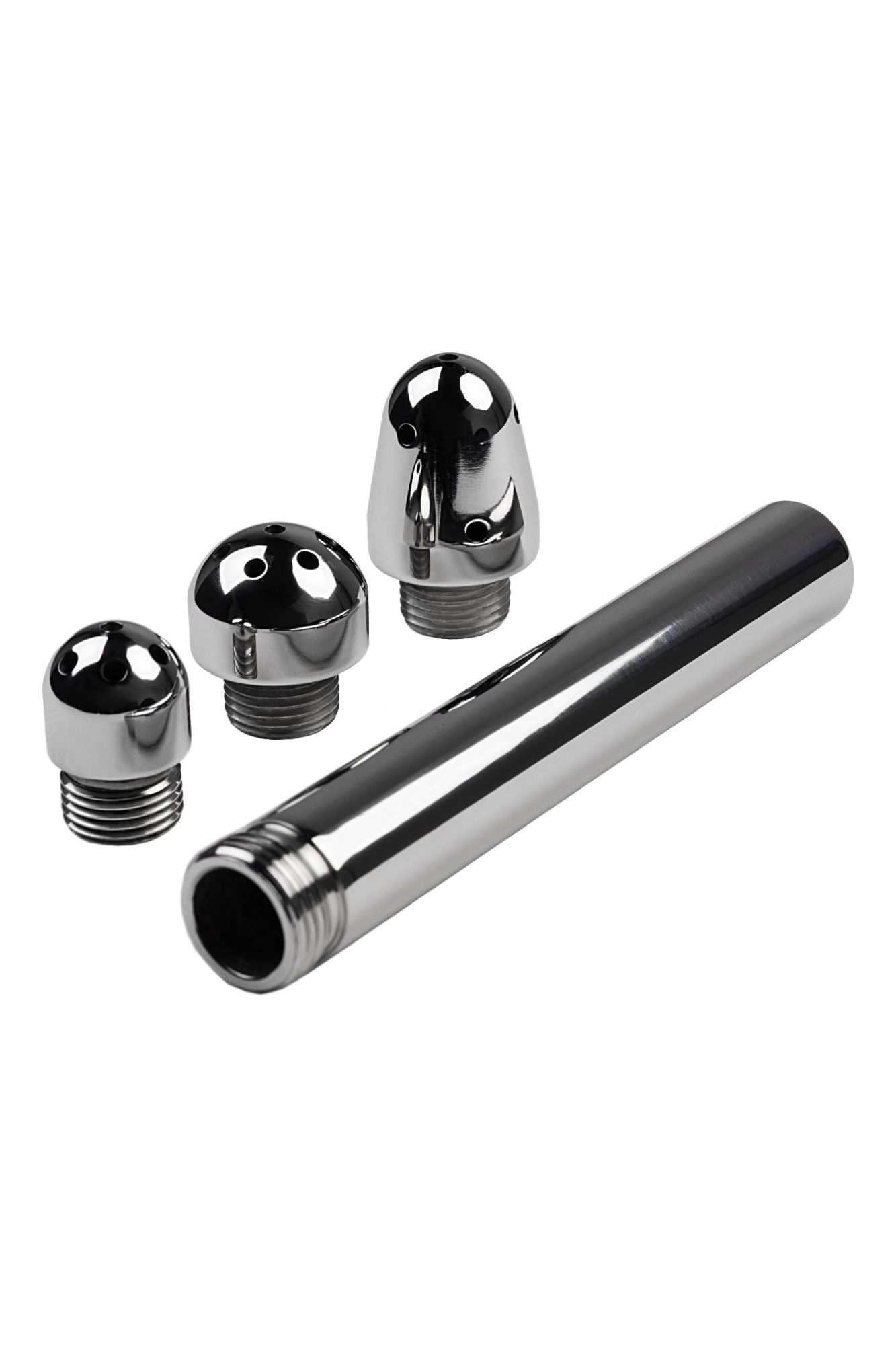 анальный душ с тремя насадками metal by toyfa, металл, серебряный, 13 см в Мурманске